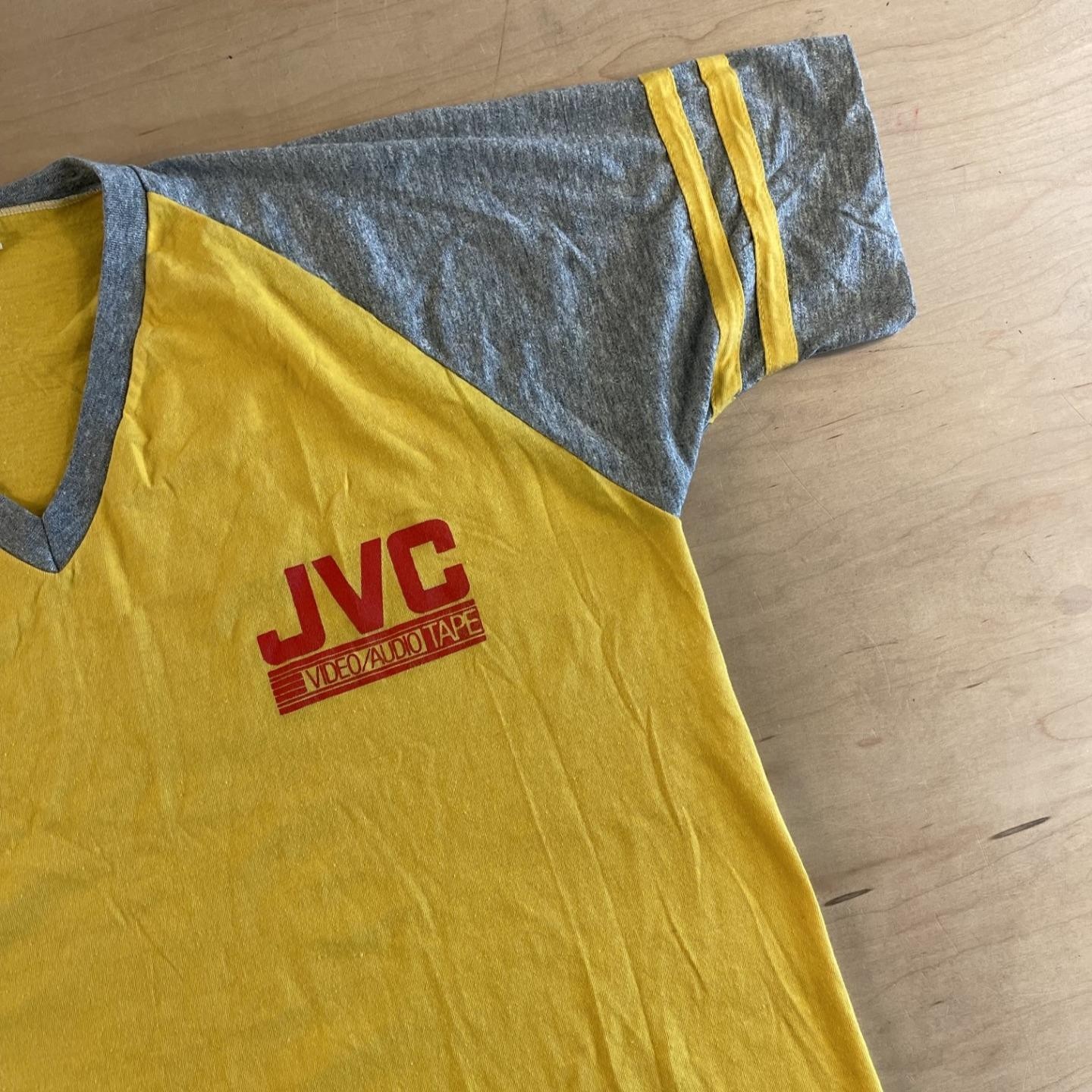 VTG Mid-80s JVC Video/Audio Tape Raglan Short Sleeve Baseball Tee Size 2 XL HTF
