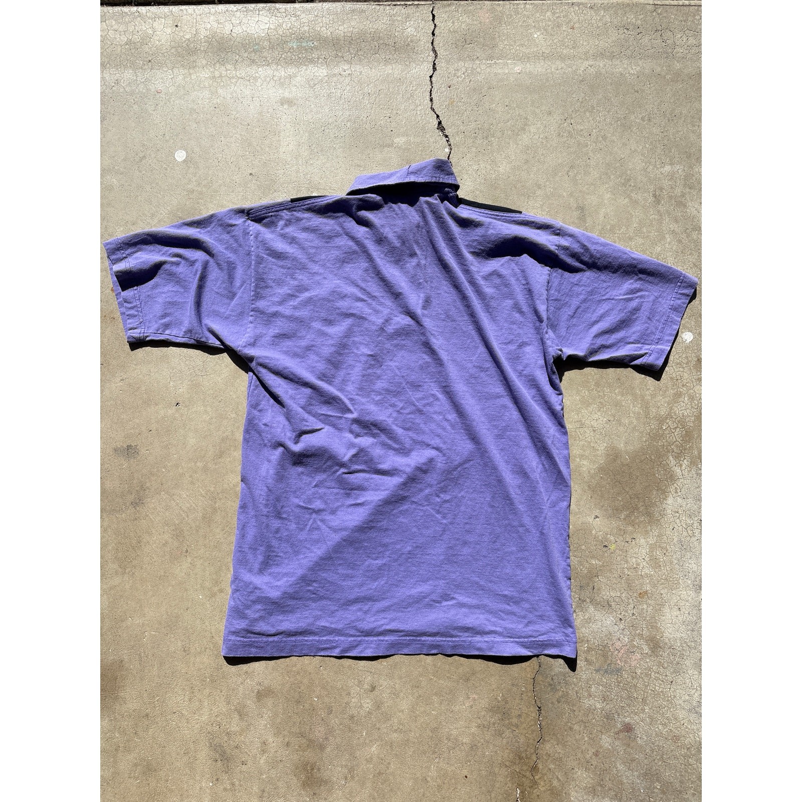 The Phantom color block 1/4 zip collared polo purple/black Large comics retro