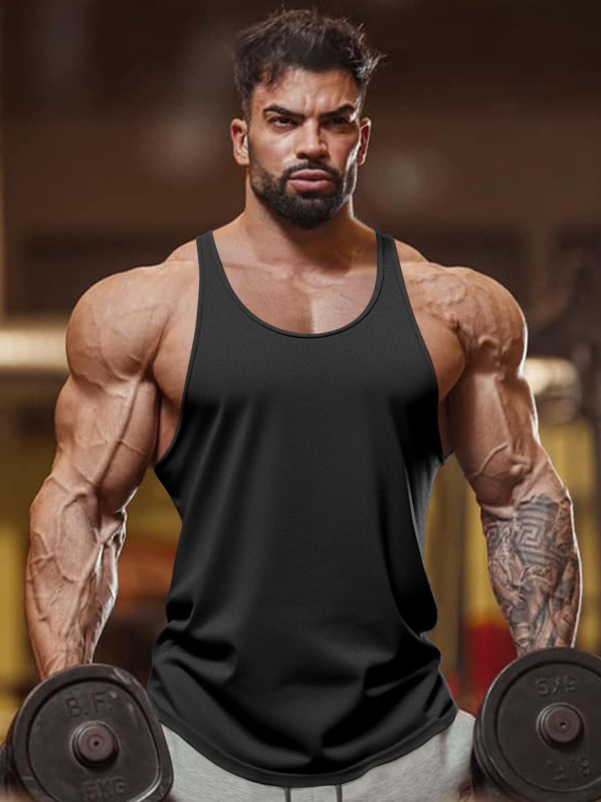Men’s 2 Pack Gym Workout Tank Tops YBack Muscle Tee Stringer Bodybuilding Sle…