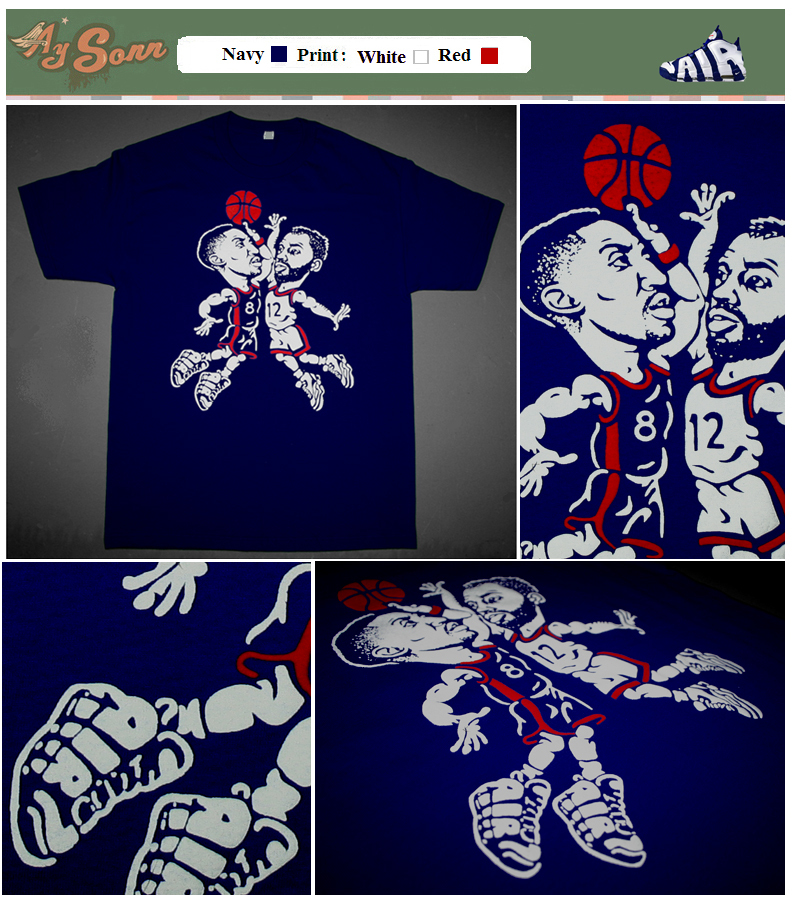 Cajmear 1996 Navy Blue Red White Scottie Pippen basketball shirt