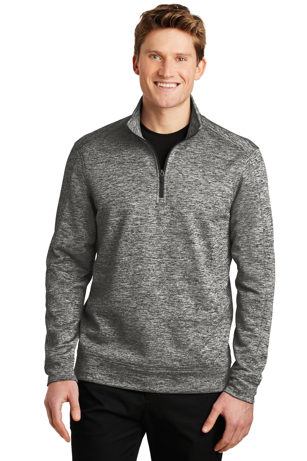 Sport-Tek Mens Long Sleeve Electric Heather Fleece 1/4 Zip Pullover ST226