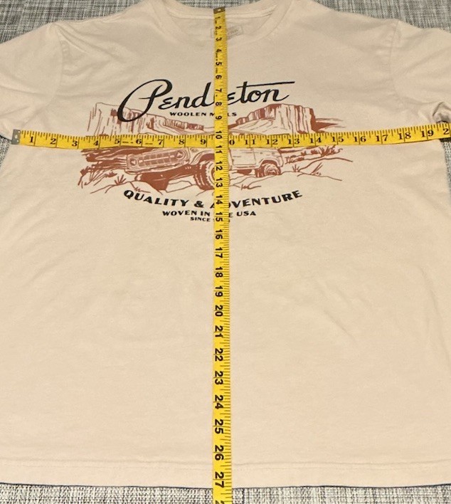 Pendleton Woolen Mills Bronco T-shirt Mens Beige Short Sleeve Cotton Large