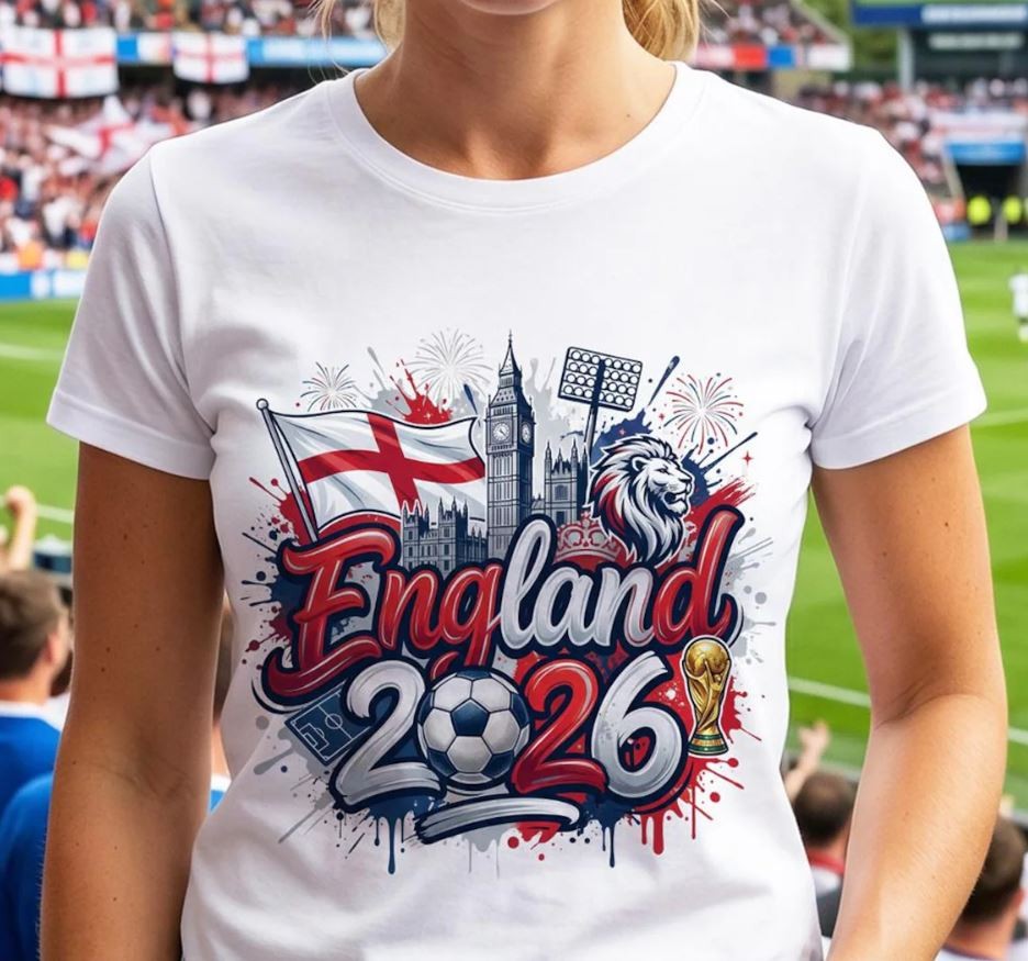 England 2026 Soccer Fan T-Shirt, Football Supporter Tee