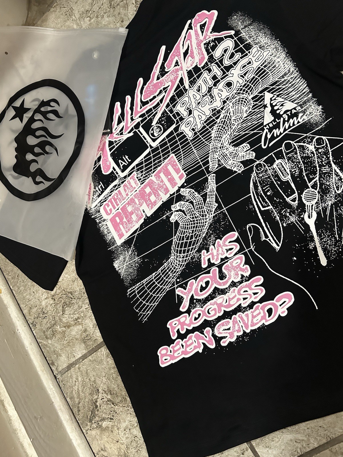 Hellstar Faith To Progress Black Graphic Logo Tee M