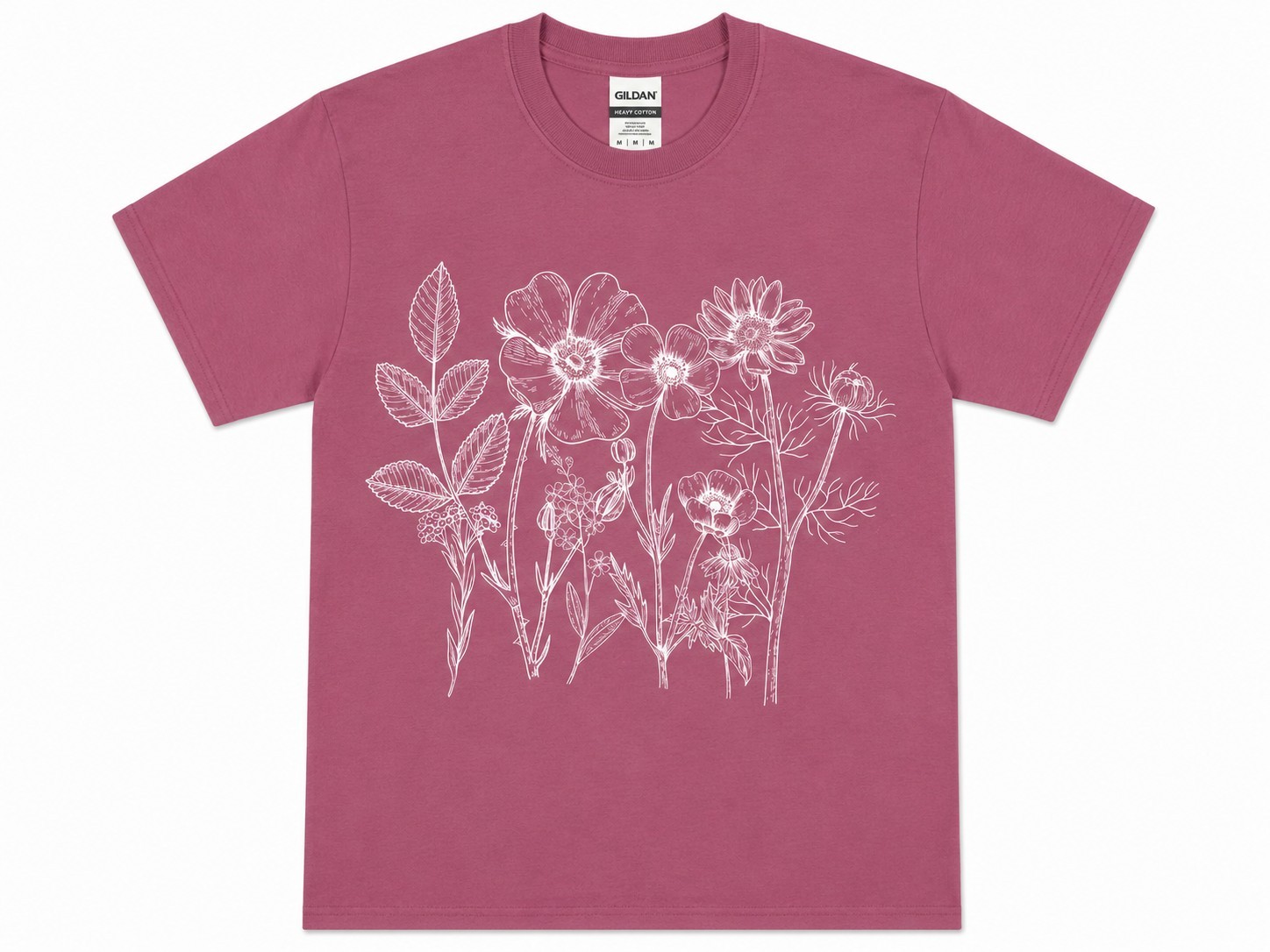 Vintage Nature Floral Botanical Trendy Pressed Flowers Graphic Cotton Unisex Tee