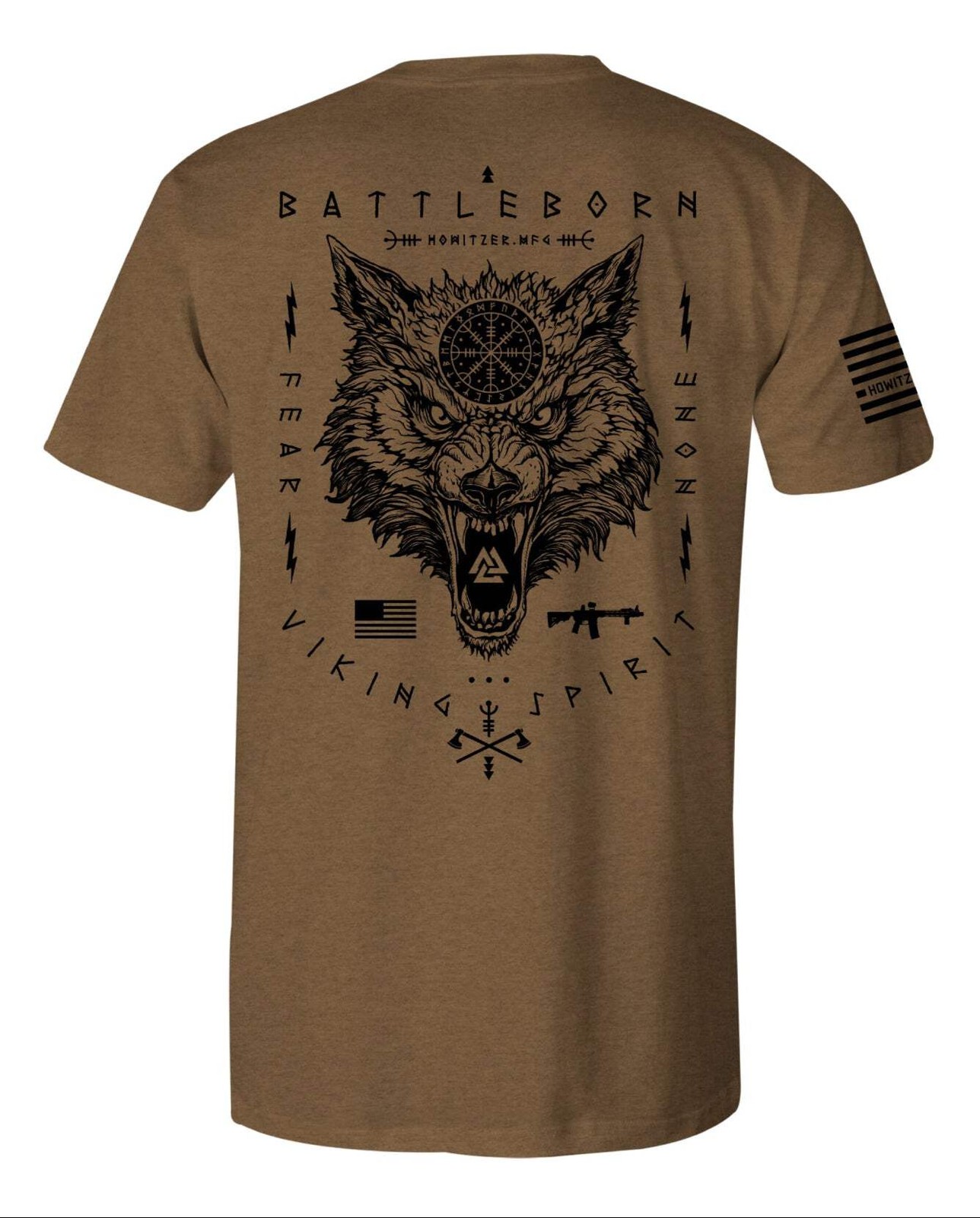 Howitzer Style Men’s T-shirt Viking Wolf Military Grunt MFG