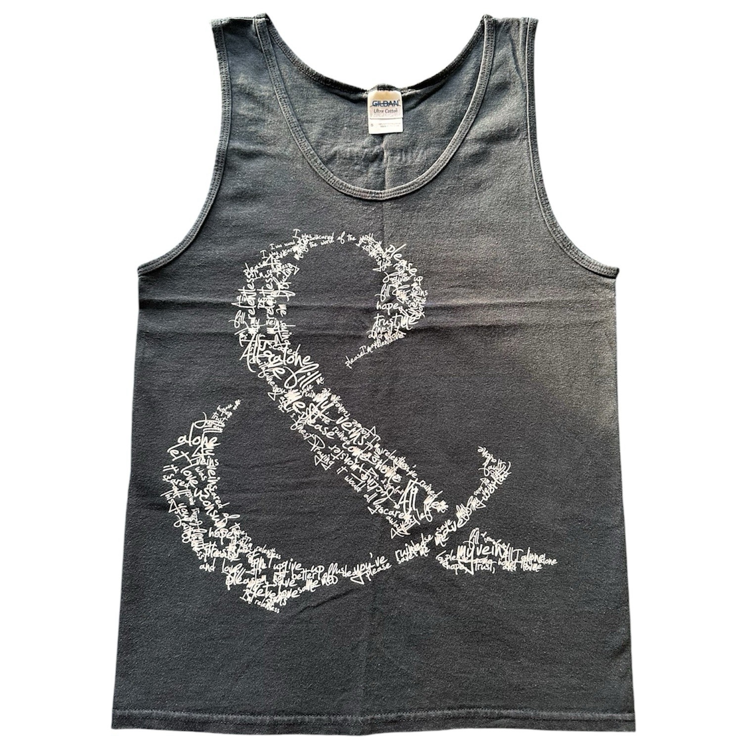 Gildan Ultra Cotton Of Mice & Men Band Graphic Gray Tank Top Scoop Neck S
