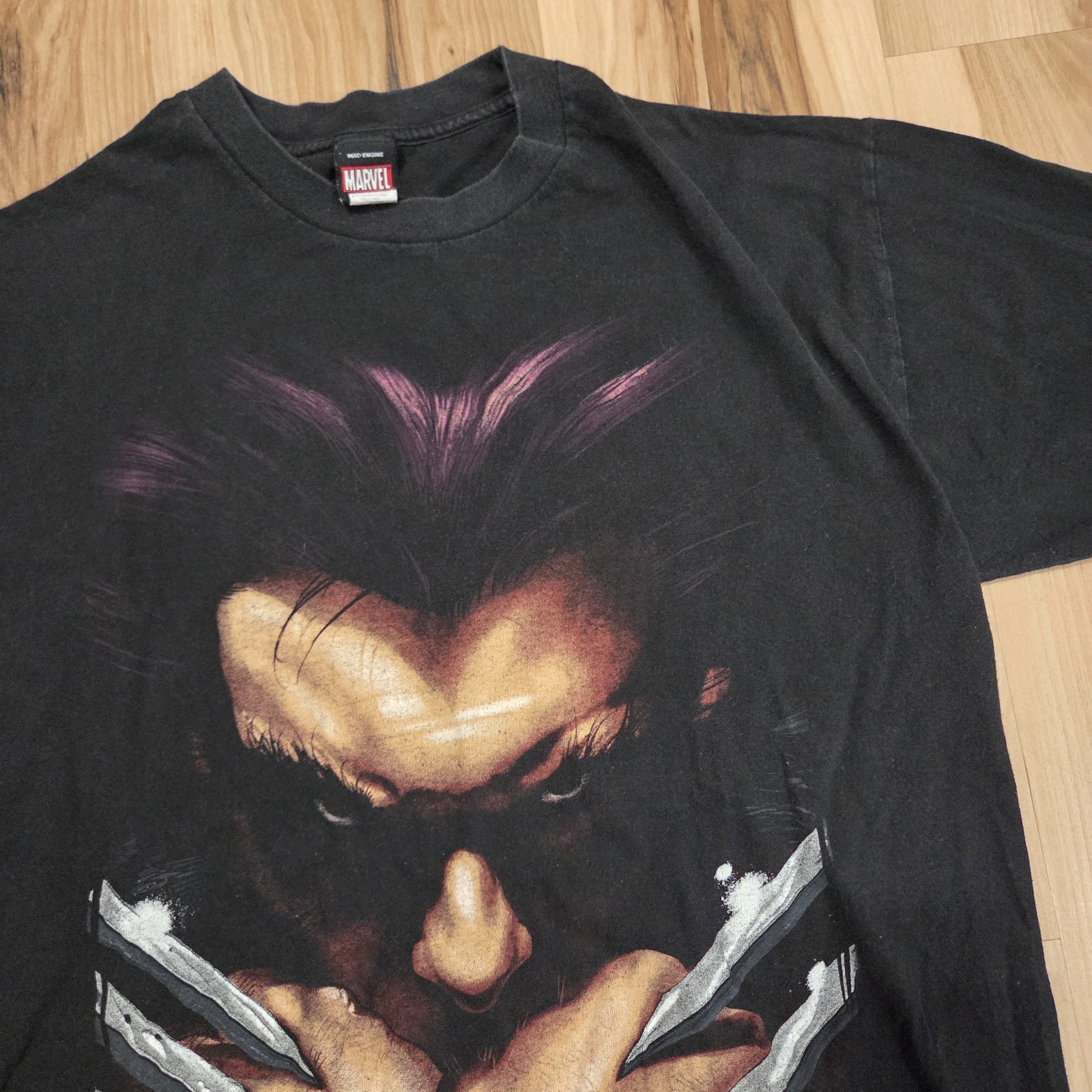 Marvel Mad Engine X-Men Logan Wolverine Claws Big Print Black Men’s Shirt Large