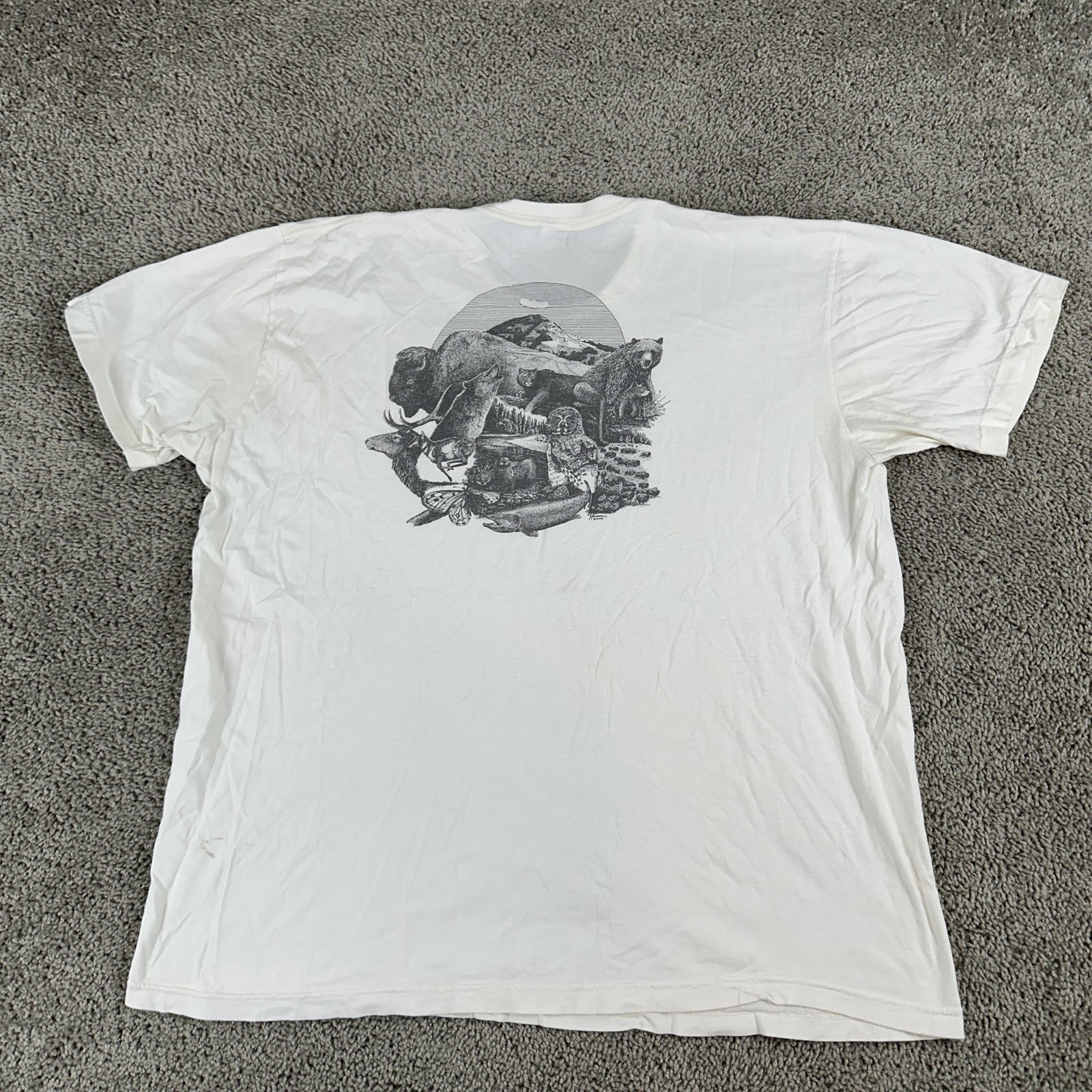 Vintage Yellowstone Institute Shirt Mens 2XL White Wildlife Graphic Made USA 00s