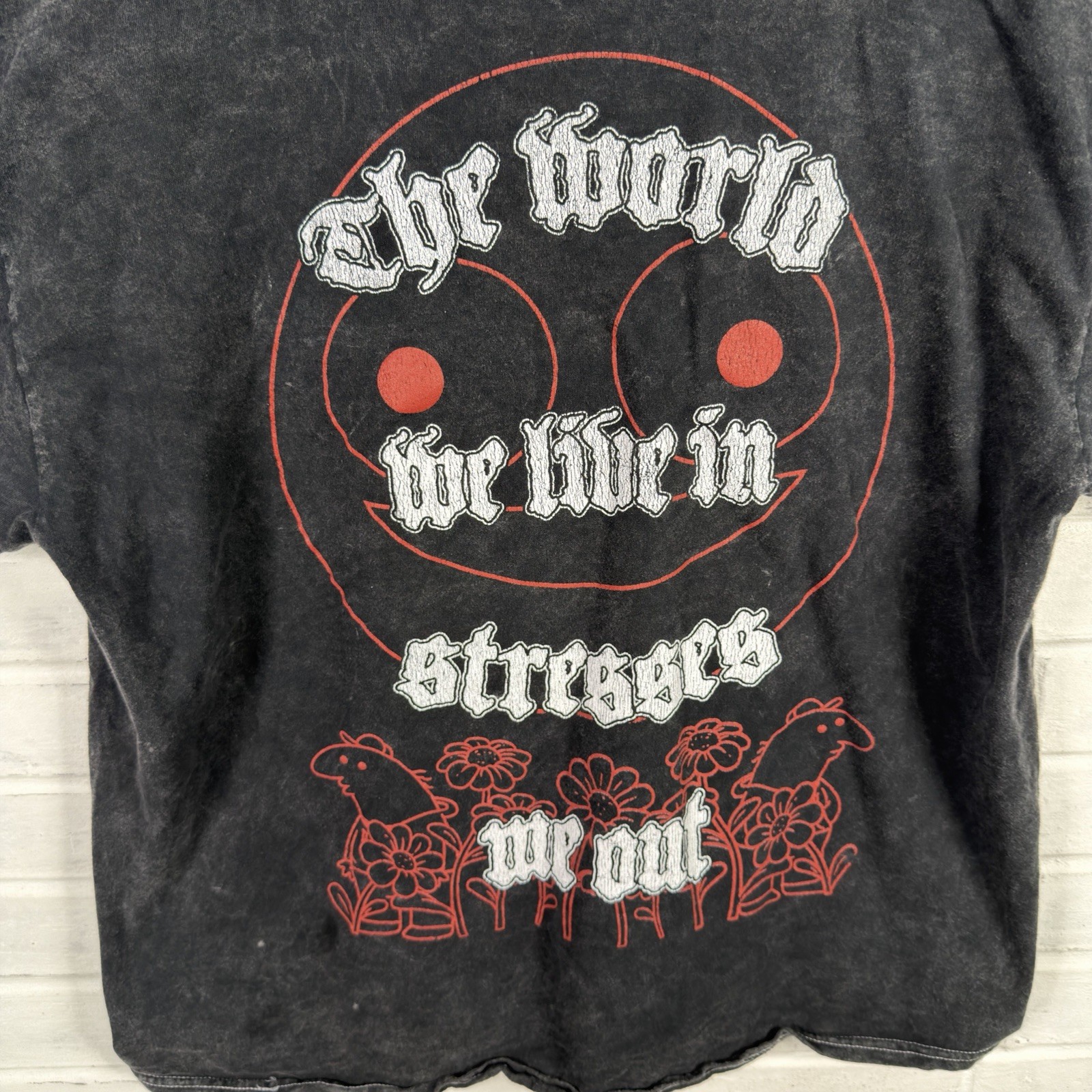 Smiling Friends Charlie Two Sided T Shirt Men Size XL Black Distressed Graphic