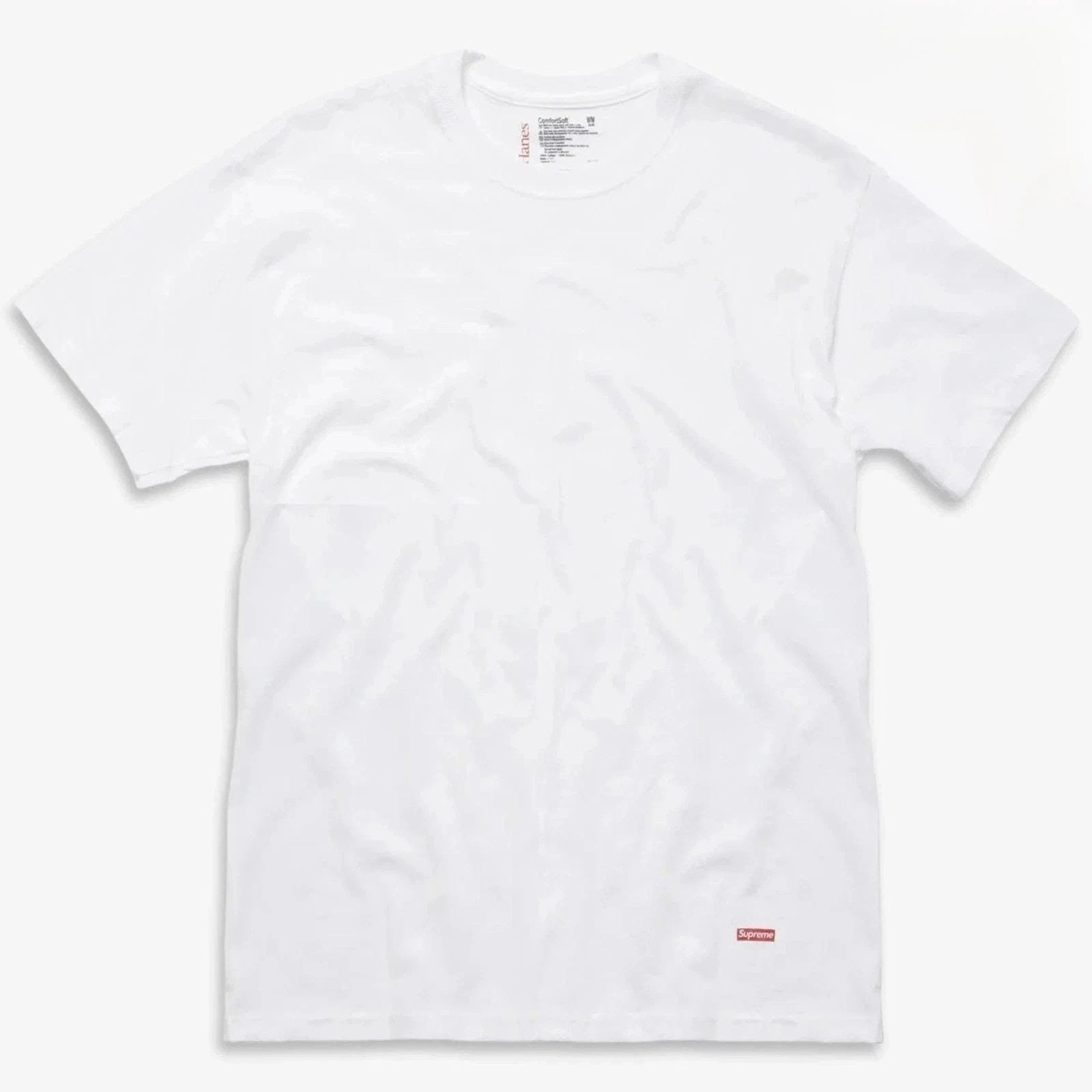 Supreme Hanes Tagless Tees, White / Black, Authentic T-Shirt, Plain, Hypebeast