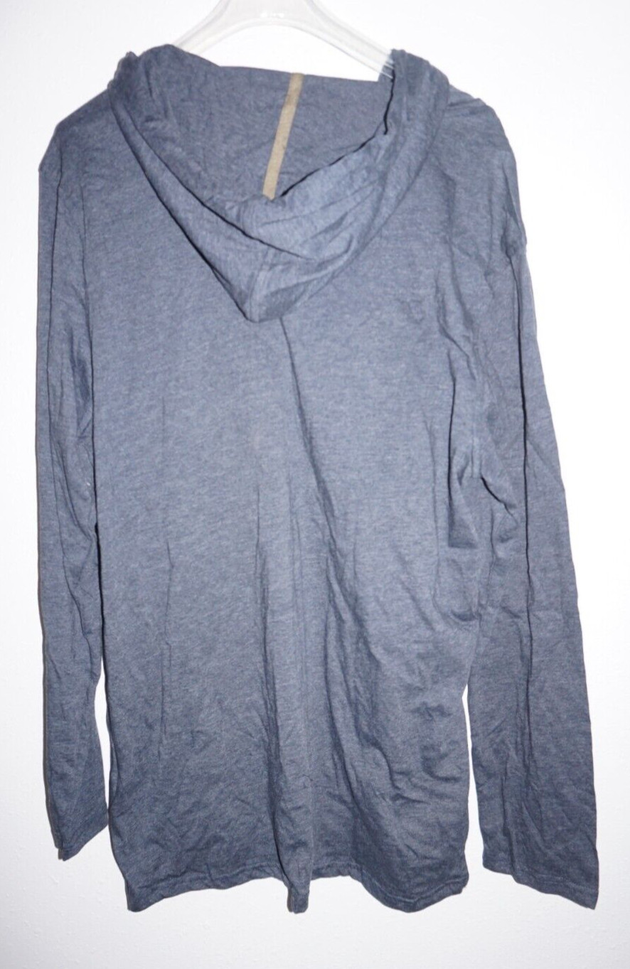 Rebel Canyon Heather Navy Blue Hooded Ling Sleeve T Shirt Mens Sz L Chest Pocket