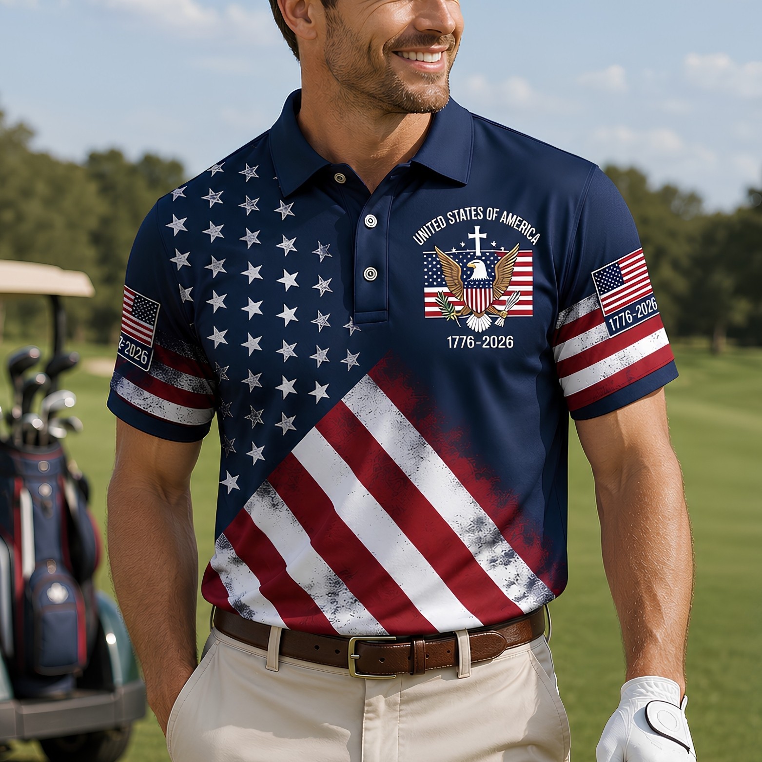 250th Anniversary Patriotic Polo Mens United States Of America 1776-2026 (S-5XL)