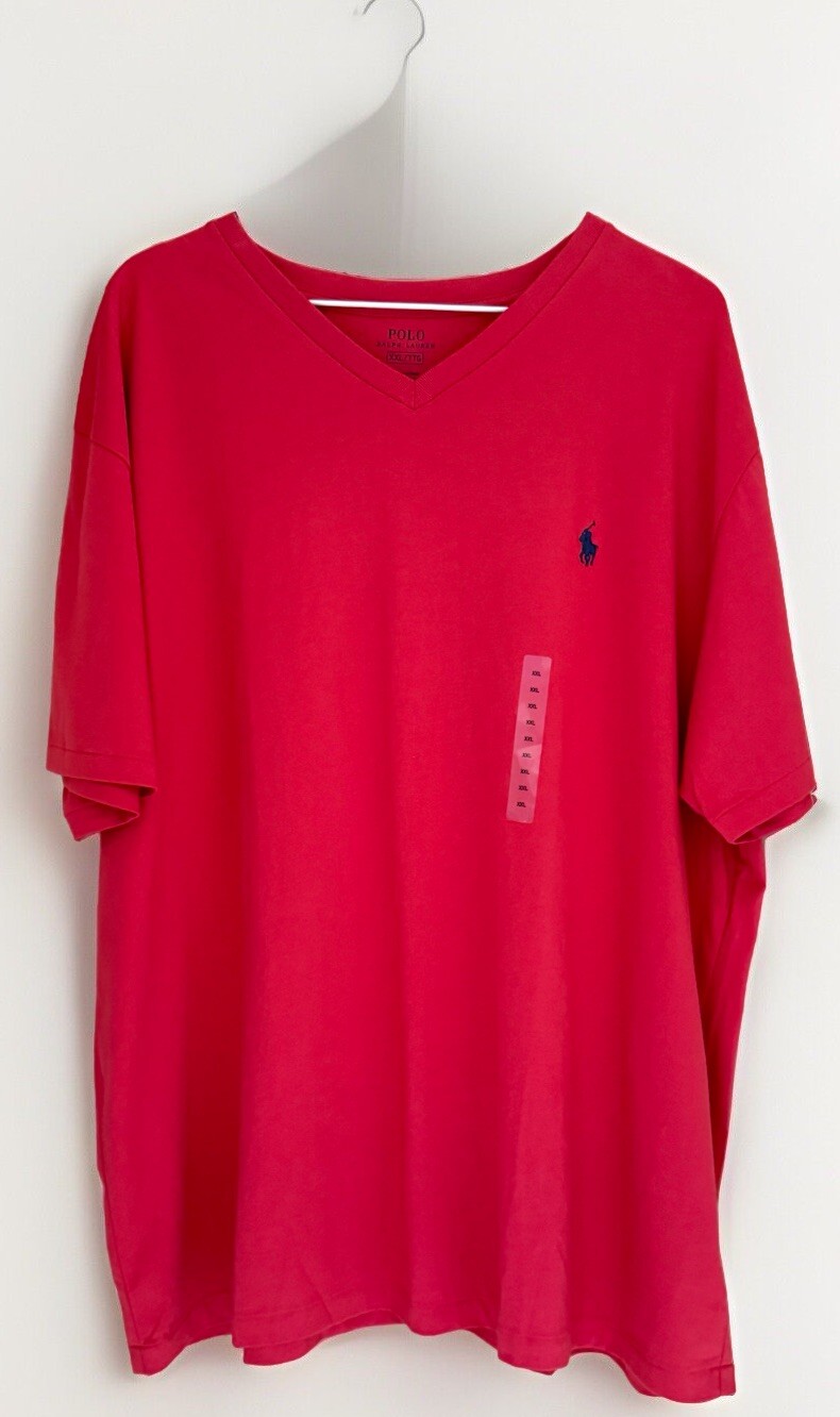 POLO RALPH LAUREN T-Shirt Mens XXL Cabana Red V-Neck S/Sleeve Preppy Nautica NEW