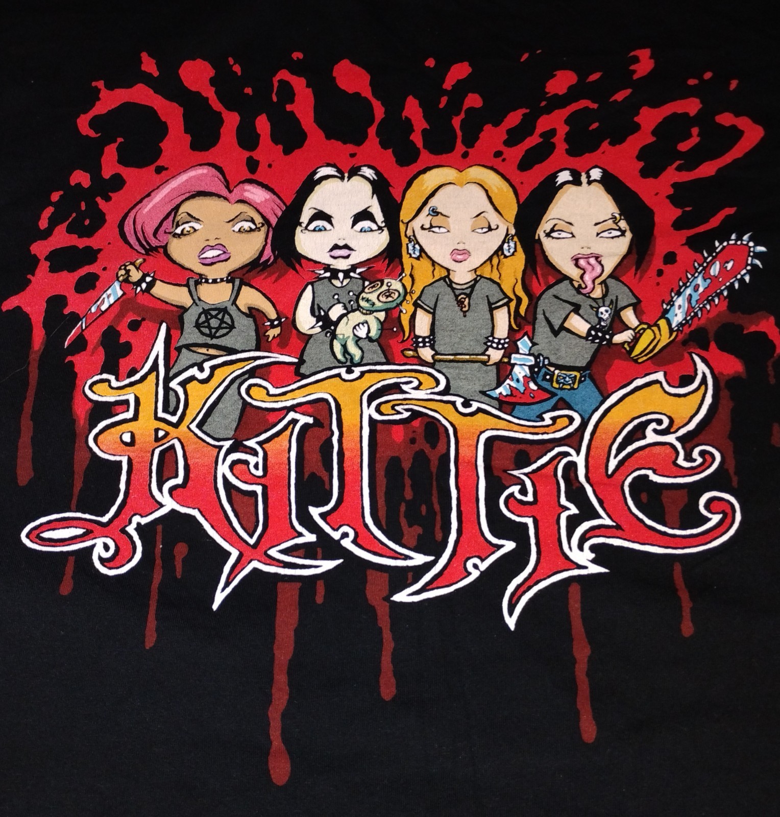 Kittie Cartoon Tour Concert Shirt Size XL Morgan Mercedes Lander Y2K Metal