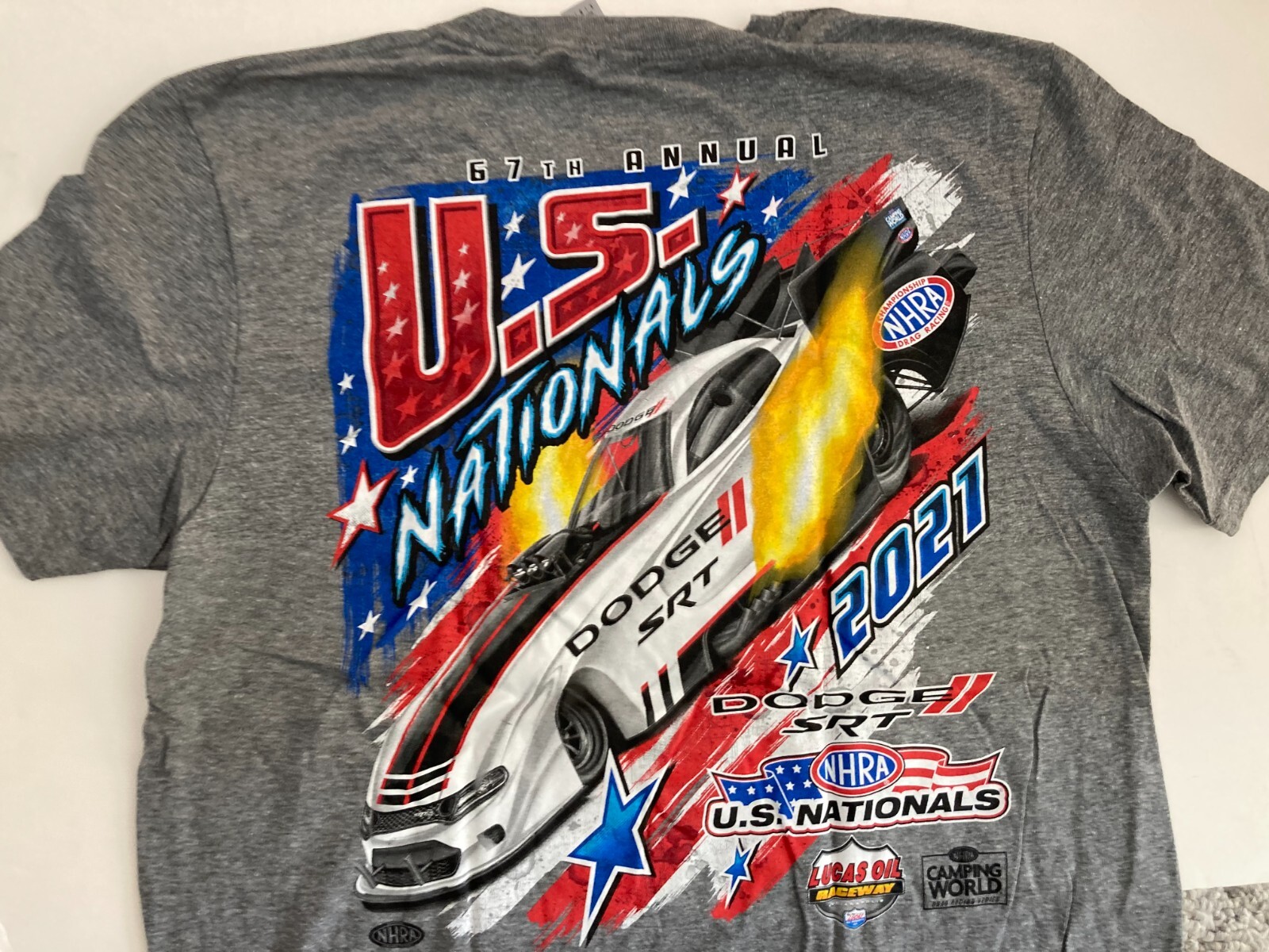 NHRA 2021 DODGE SRT US Nats Indy (158) 100% Cotton T-shirt. **PLUS** FREE **HAT!