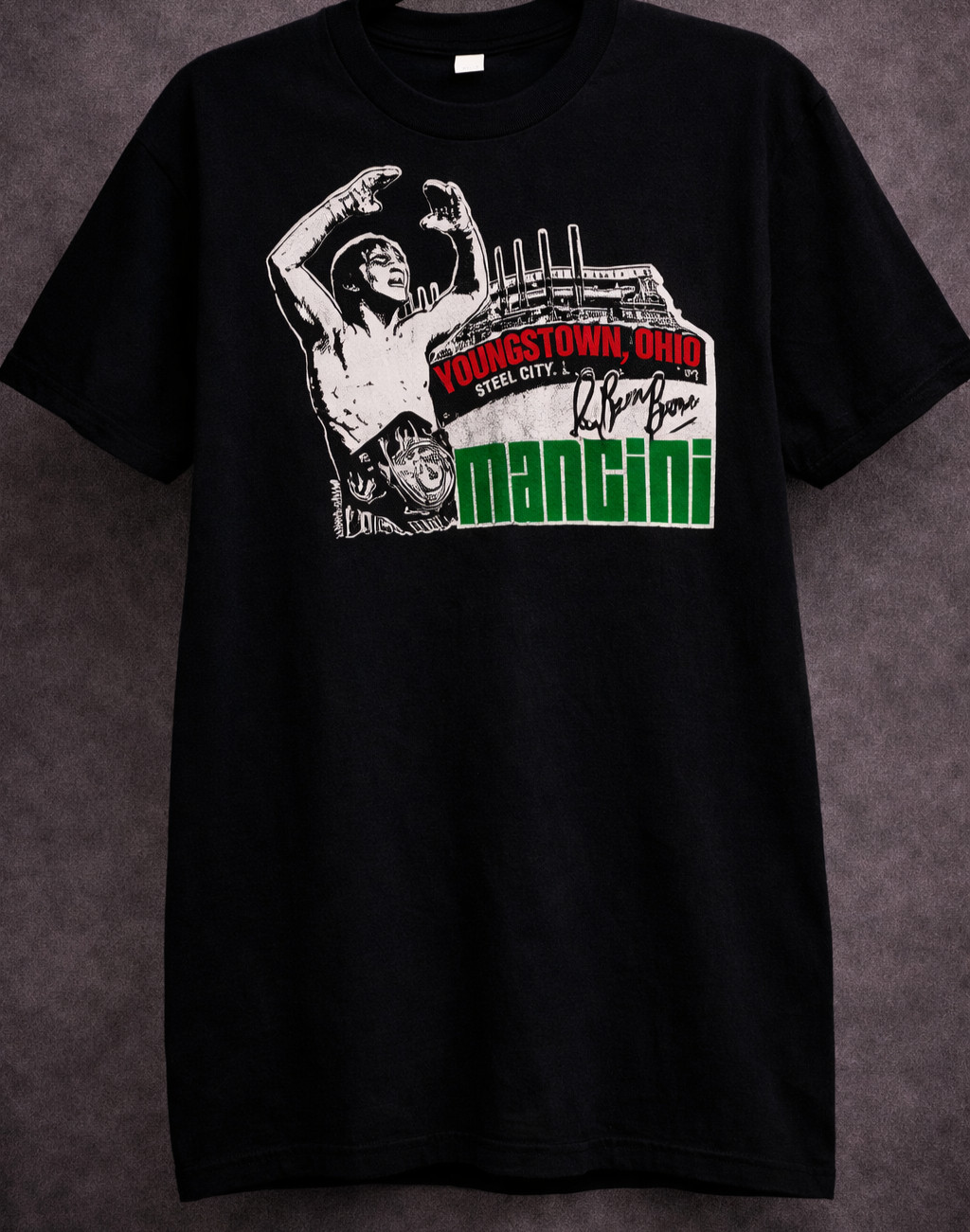 BOOM BOOM MANCINI T Shirt Large Youngstown Ohio Boxing Graphic Black