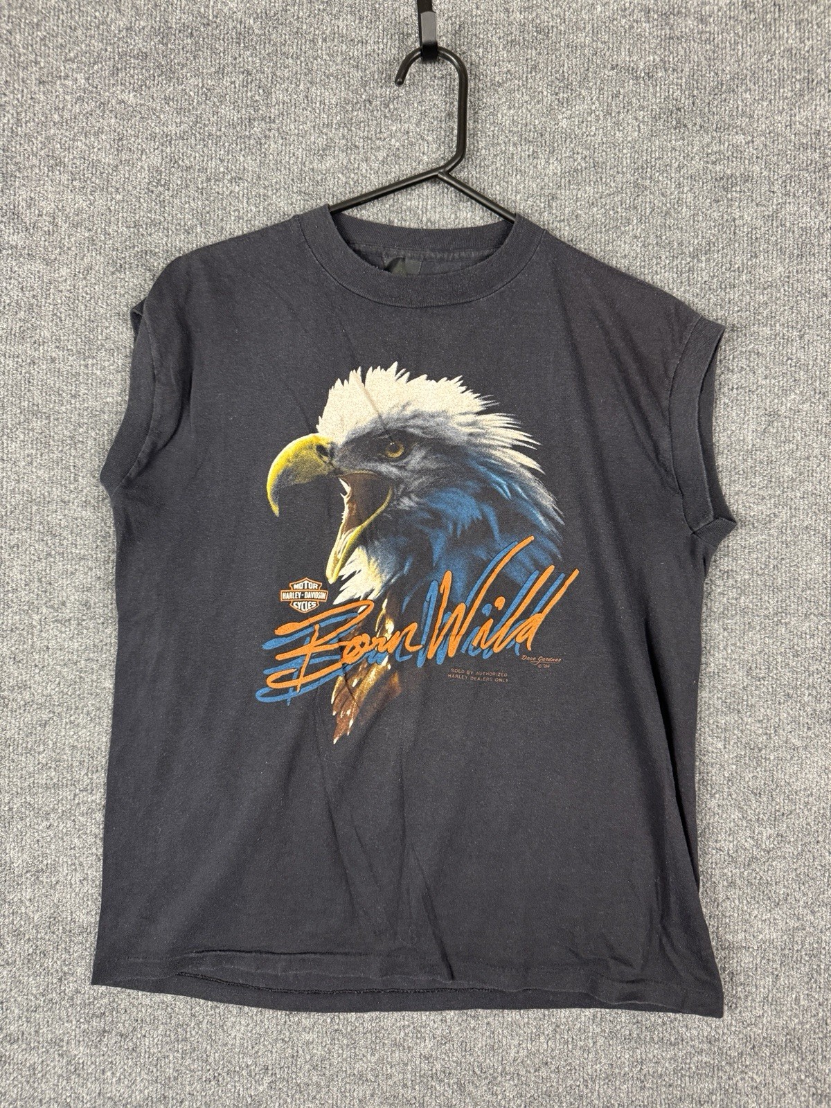 Vintage Harley Davidson 3D Emblem Tank Top Men’s XL Born Wild 84 Gardner 19.5×25