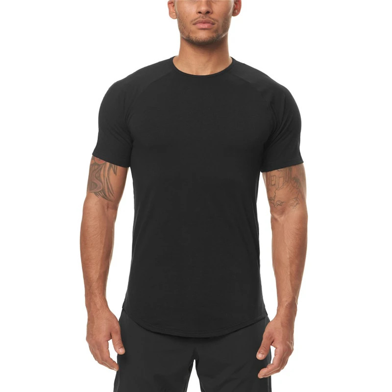 Solid Color Slim Fit Short Sleeve Tee Tops Gym Fitness Bodybuilding Workout Musc