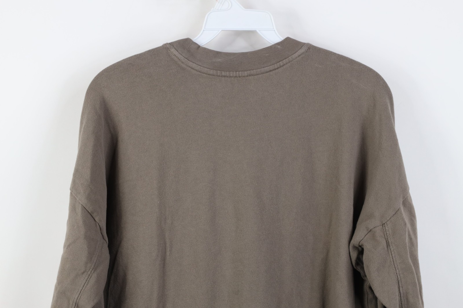 AYR All Year Round Mens Small Blank Cotton Ribbed Knit Long Sleeve T-Shirt Beige