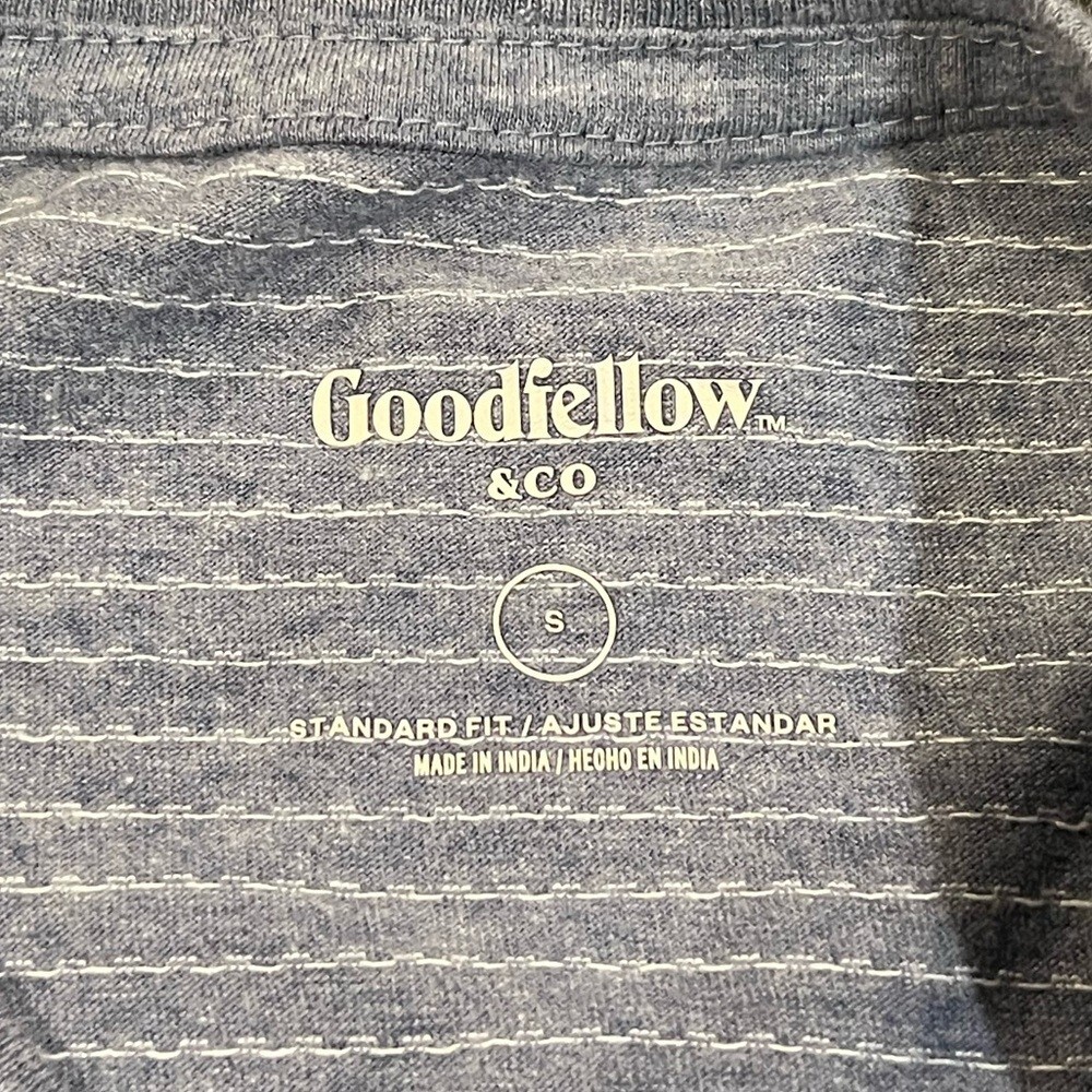 NWT Goodfellow Sz Small Jacquard Short Sleeve Novelty Cyber Blue Mens T-shirt