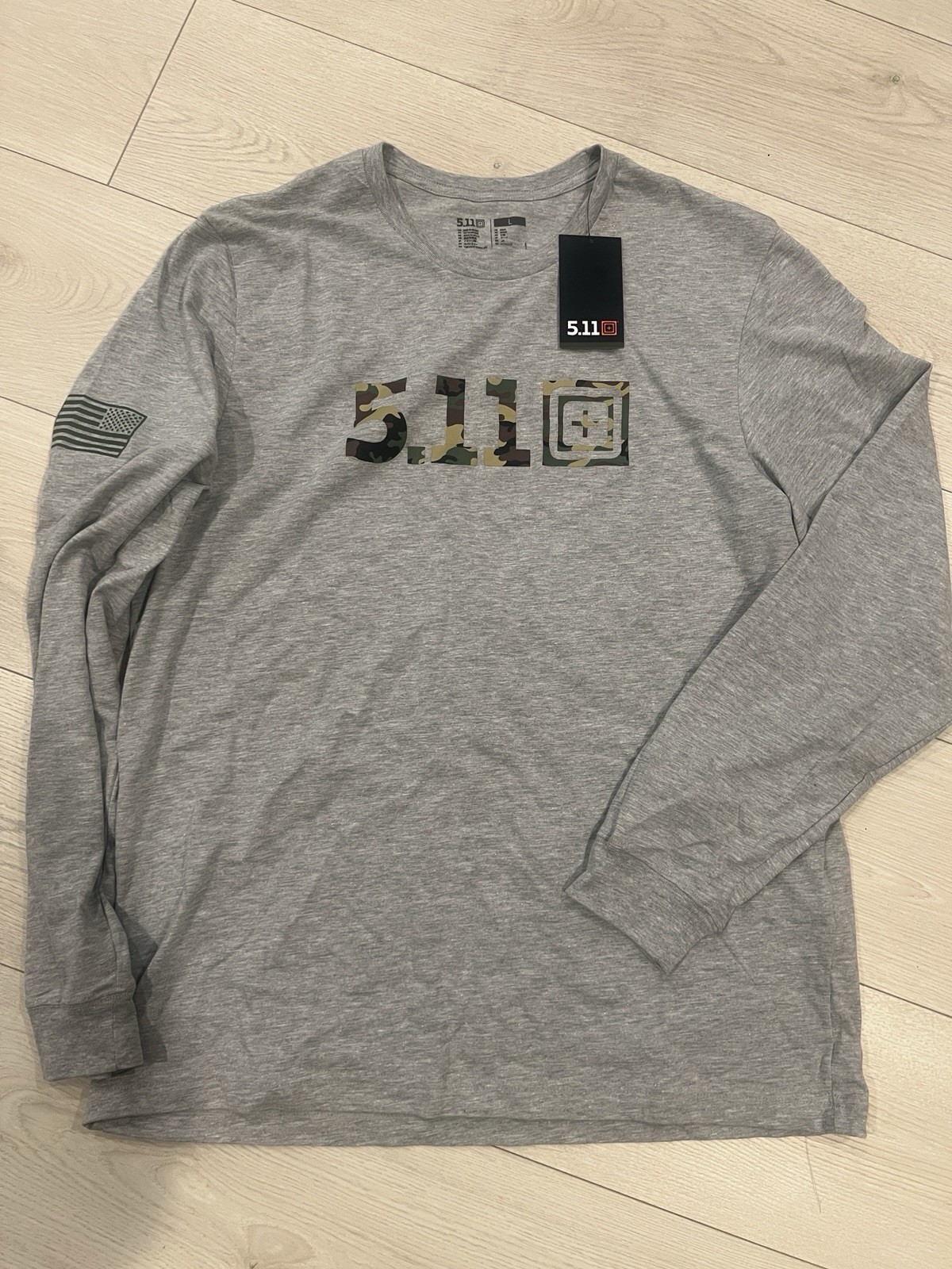 5.11 Tactical Long Sleeve Tshirt Tee T Shirt Mens Size Large Woodland Camo Logo