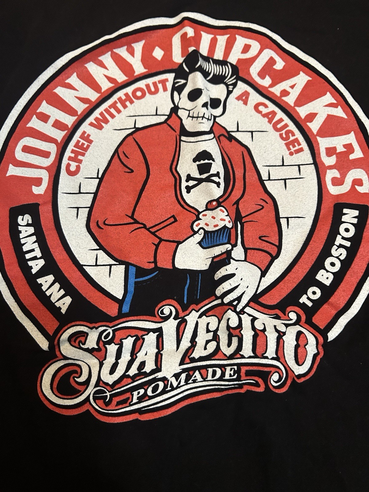 Johnny Cupcakes Suavecito Pomade Graphic Tee Chef Without a Cause Black Sz S