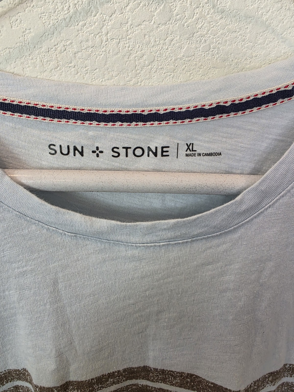 Sun And Stone Mens Rugged Stripe T Shirt Sz XL Gray Brown Surfercore Casual
