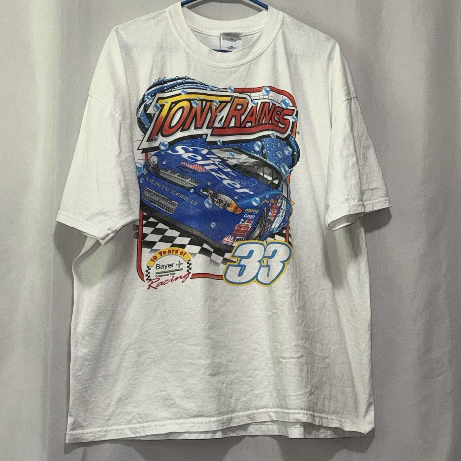 NASCAR Tony Raines Front BACK Racing T Shirt #33 Size 2XL Read! E2200
