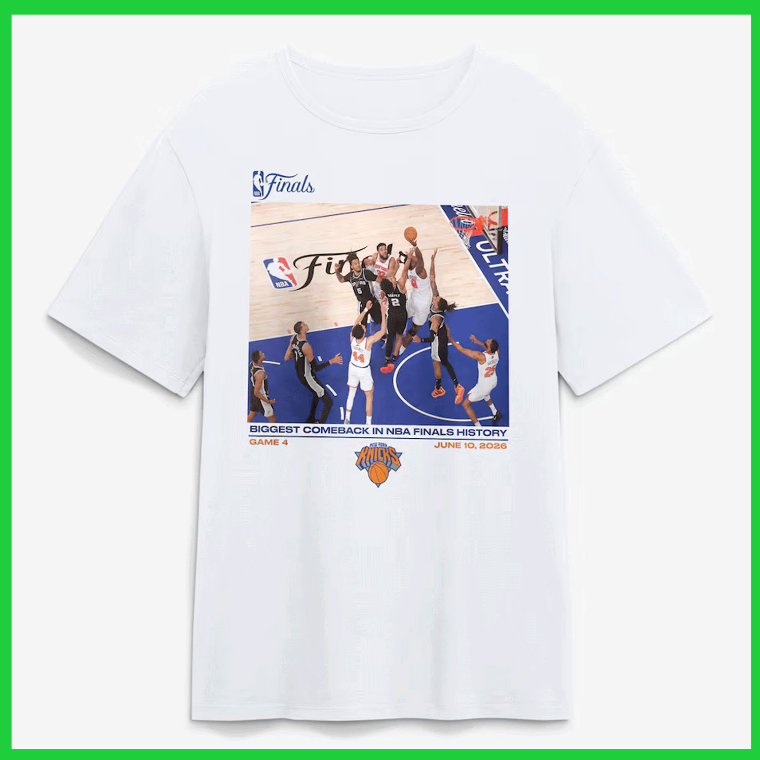 Reprint New York Knick$ 2026 Basketball Finals Biggest Comeback T-Shirt White
