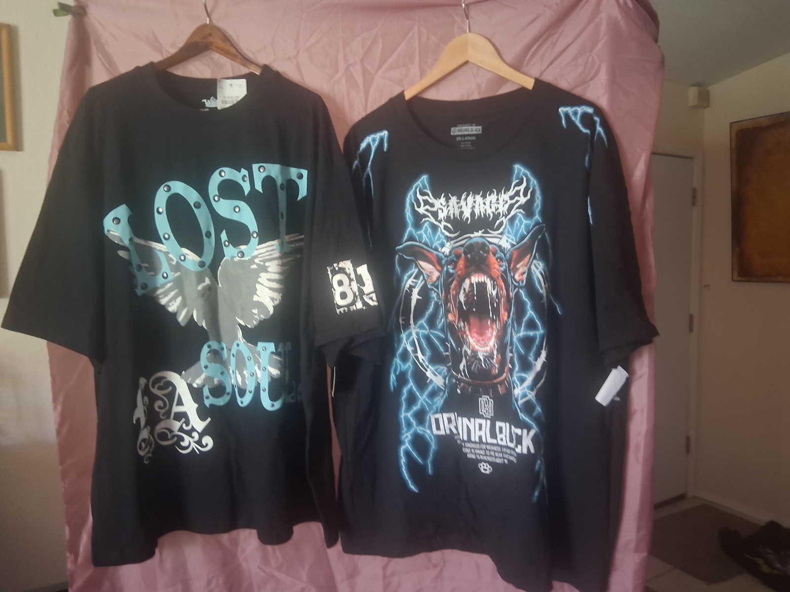 Mixed Brands Men’s Big & Tall Black Graphic Logo Crew Neck 3XL Lot of 2