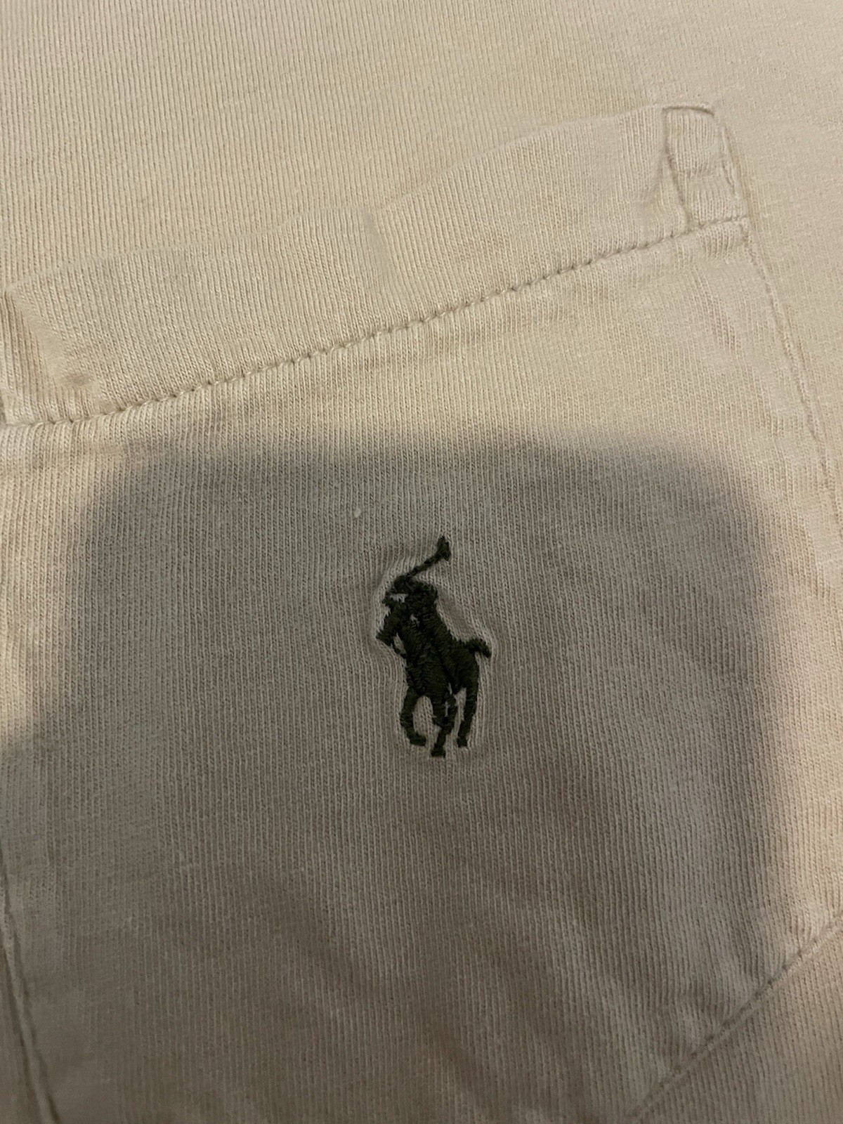 Polo Ralph Lauren Men’s Beige Long Sleeve Crew Neck Pocket Tee L Cotton