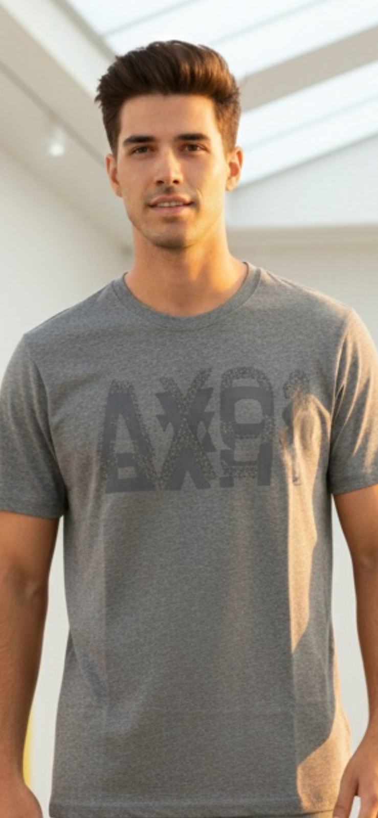 ARMANI EXCHANGE Heather Grey AX-08 Short Sleeve Slim Fit Designer T-shirt NWT