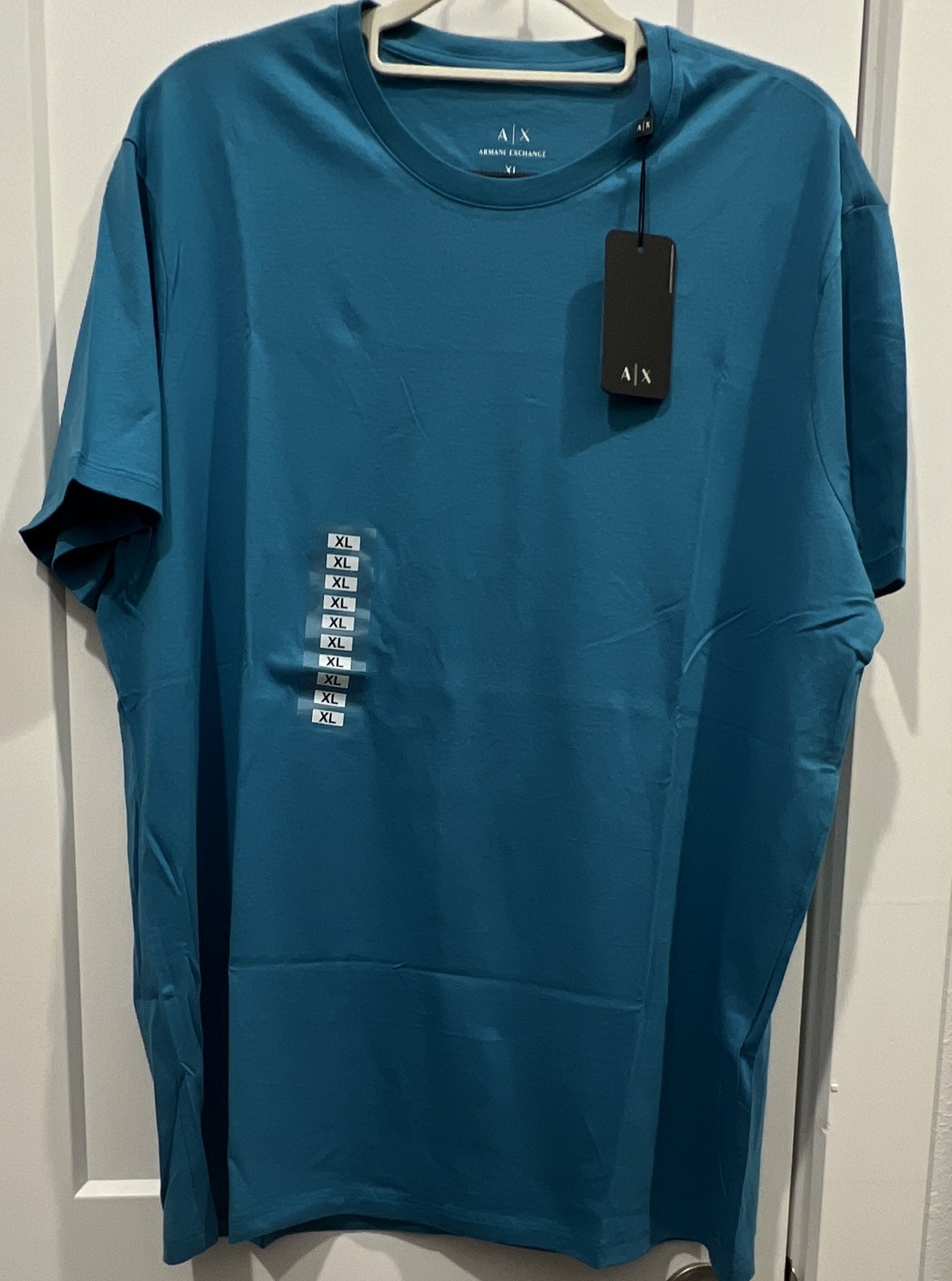 Armani Exchange Men’s Blue Solid Logo Short Sleeve Crew Neck T-Shirt Size XL