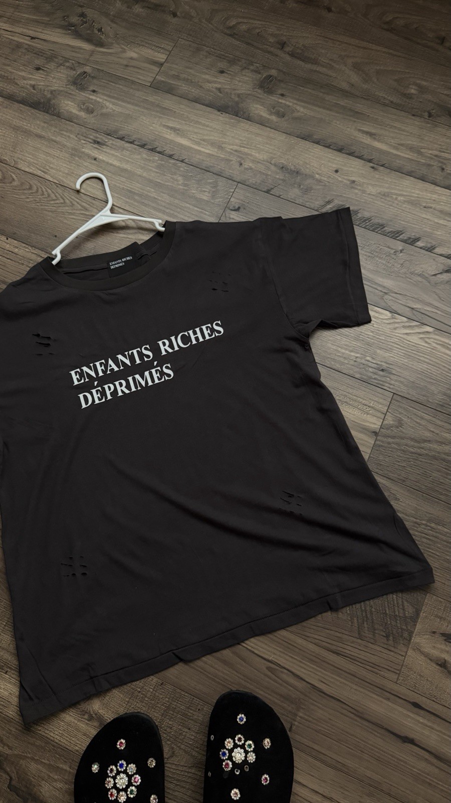 Enfants Riches Déprimés Black Graphic Logo Crew Neck Short Sleeve Men’s T-Shirt