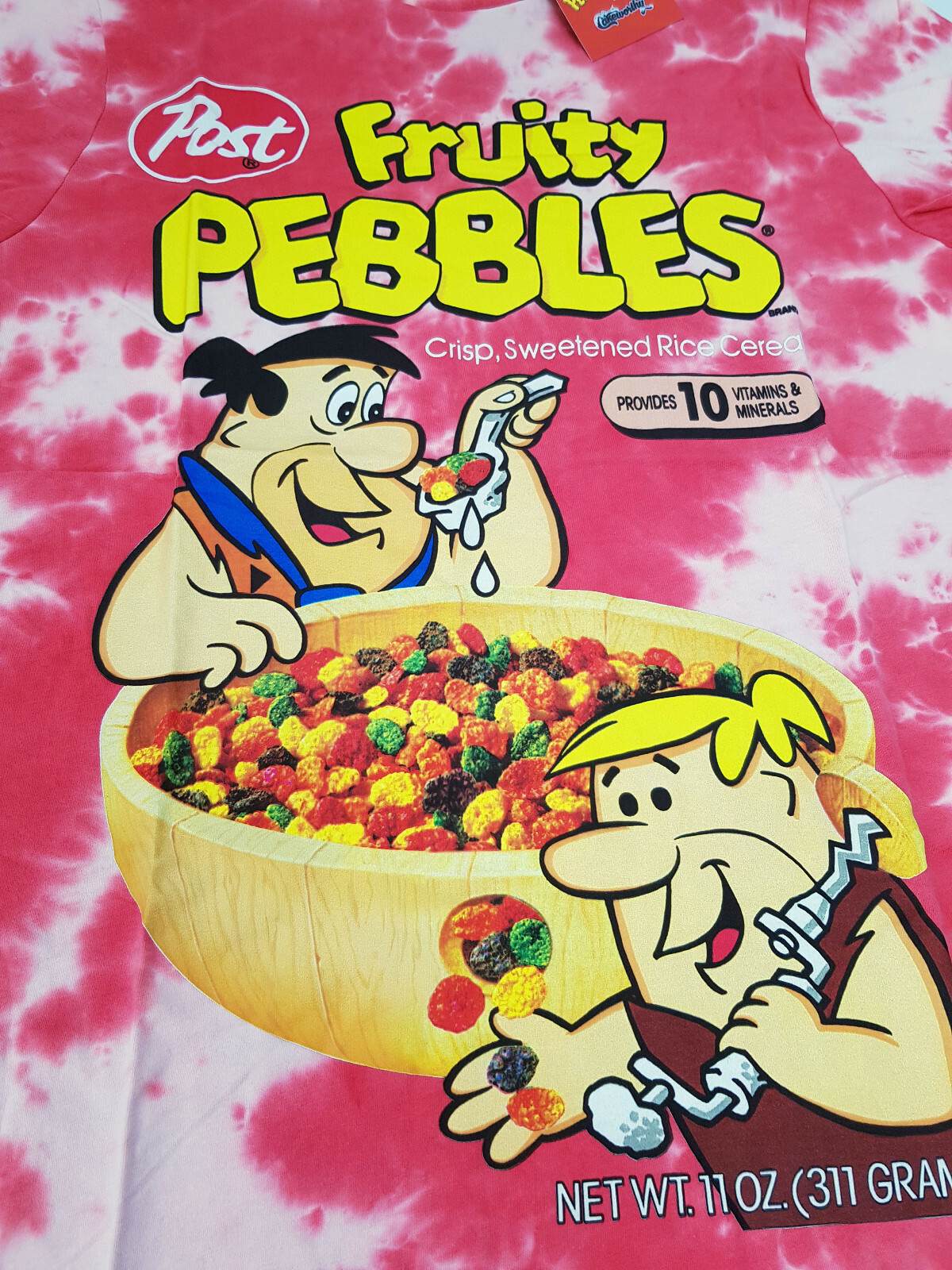 Cakeworthy x Fruity Pebbles Cereal Tie-Dye Short Sleeve T-Shirt Top Flintstones
