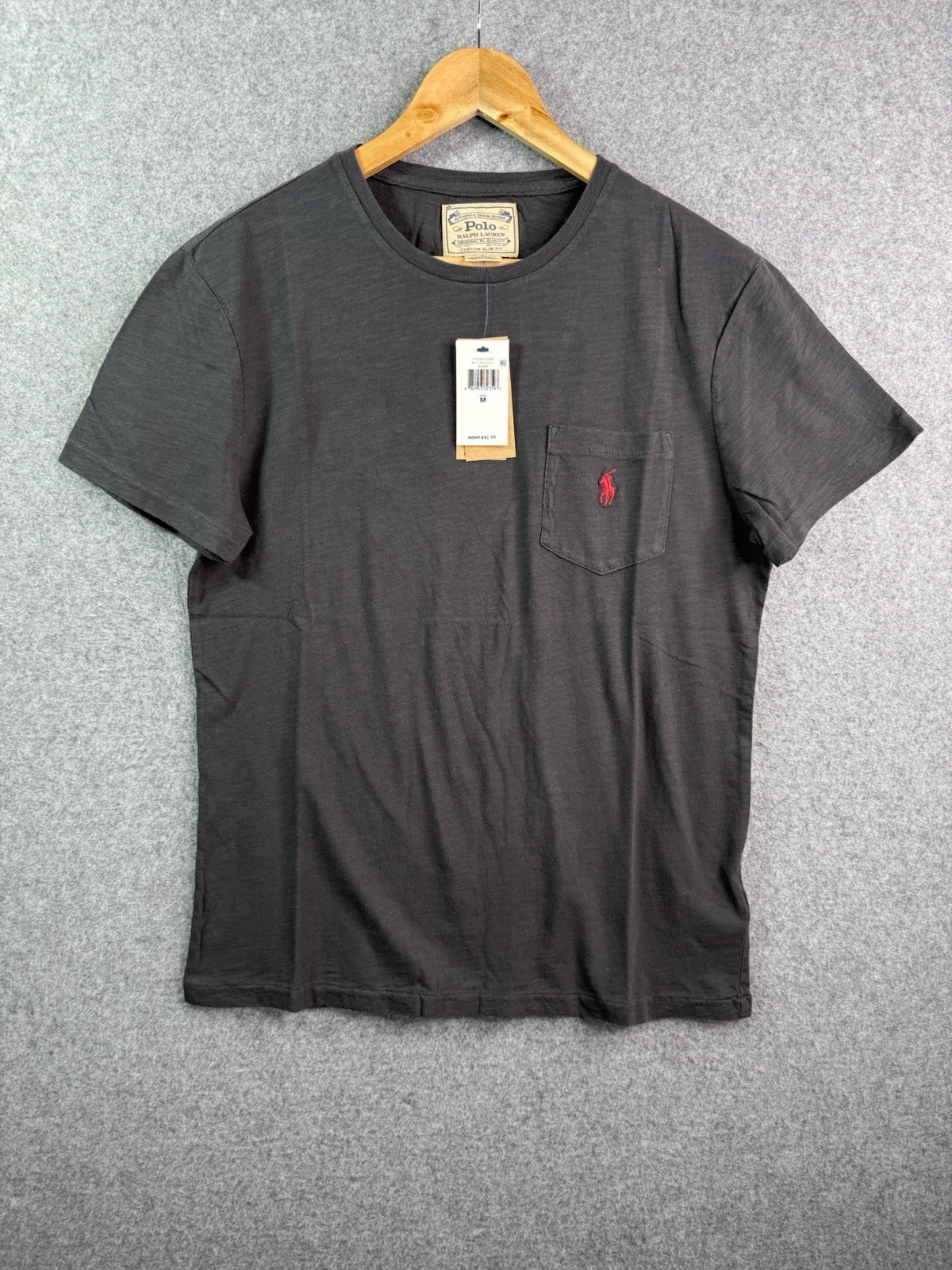 Polo Ralph Lauren Authentic Denim Goods Black Slim Fit Pocket T Shirt Medium