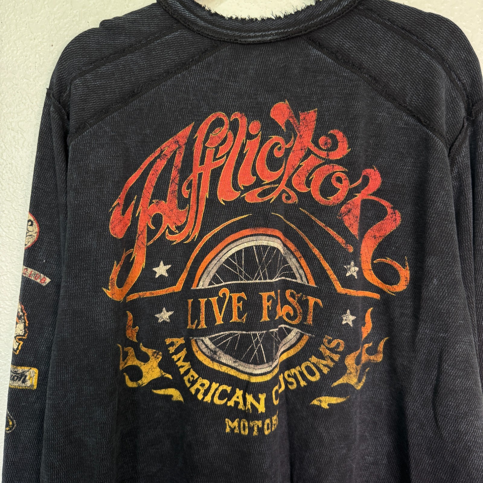 Affliction Thermal Shirt Mens 4X Dakota Hills Reversible Tee Live Fast Y2K NEW