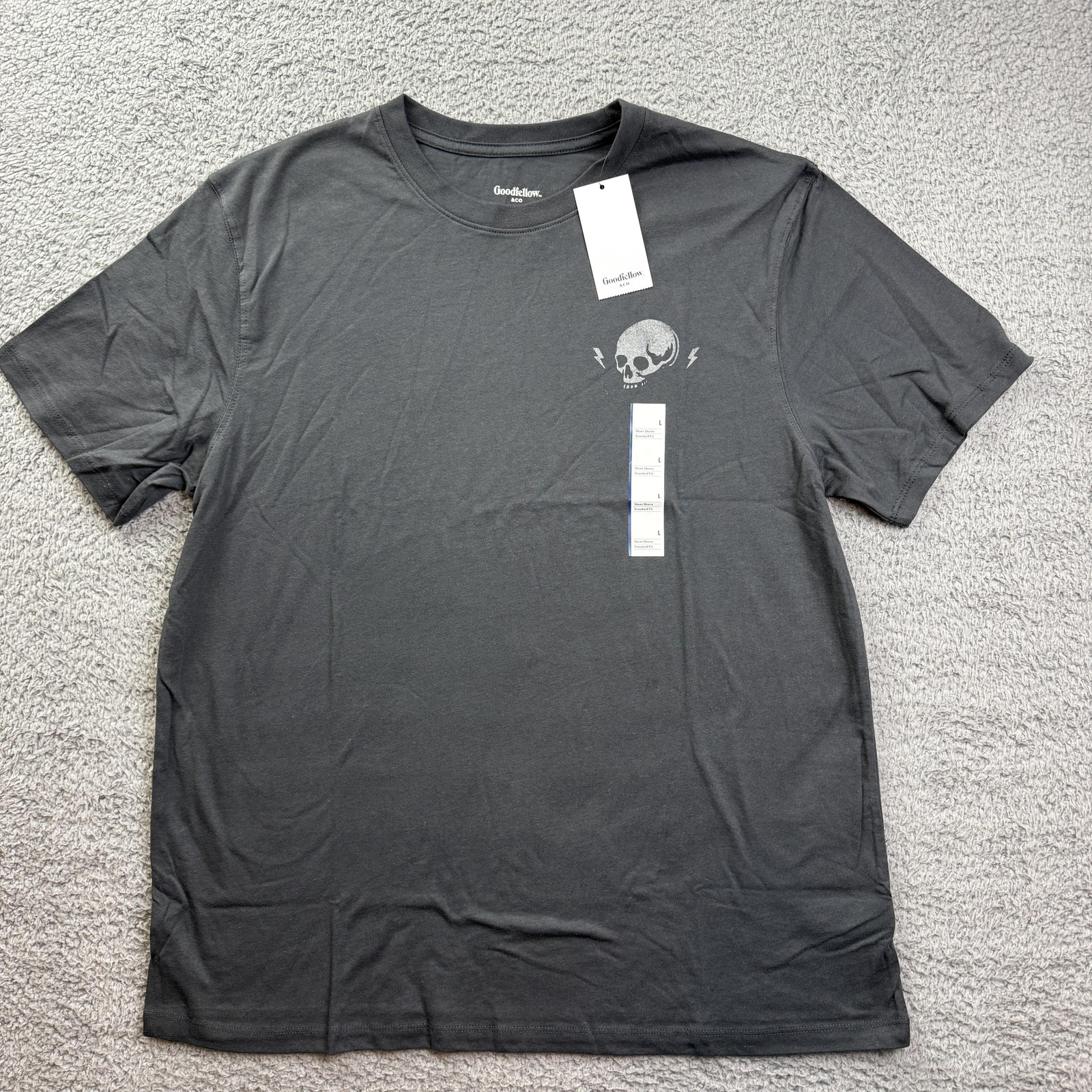 Goodfellow & Co Shirt Mens Large Gray Skull Graphic Standard Fit T-Shirt