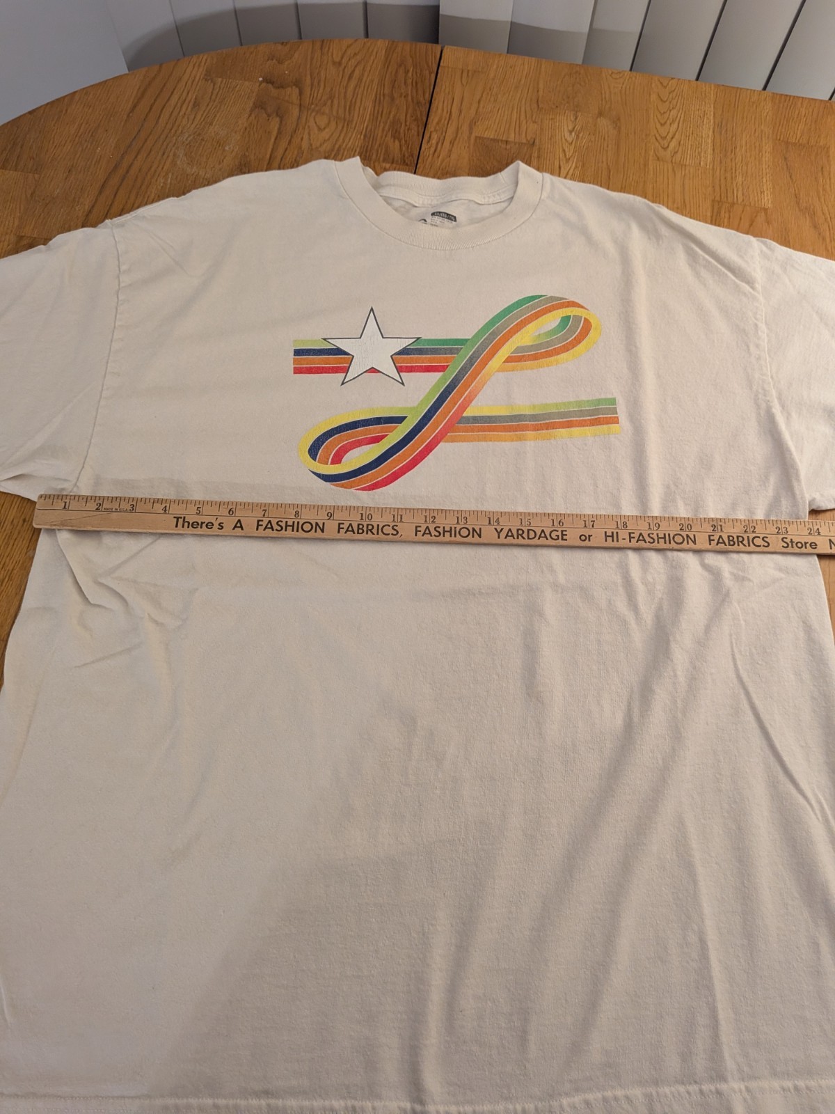 LRG Men’s 2XL White Heavy Cotton G500 Rainbow Star Graphic Crew Neck Tee