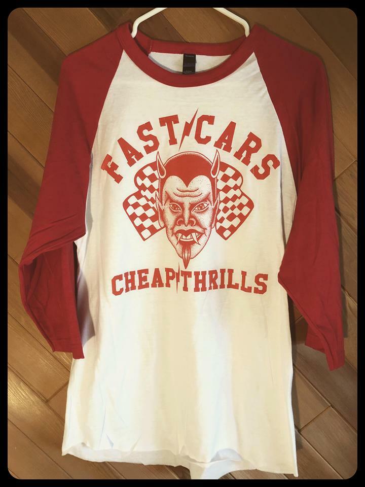 FAST CARS CHEAP THRILLS devil baseball racing biker hot rod ratrod greaser shirt