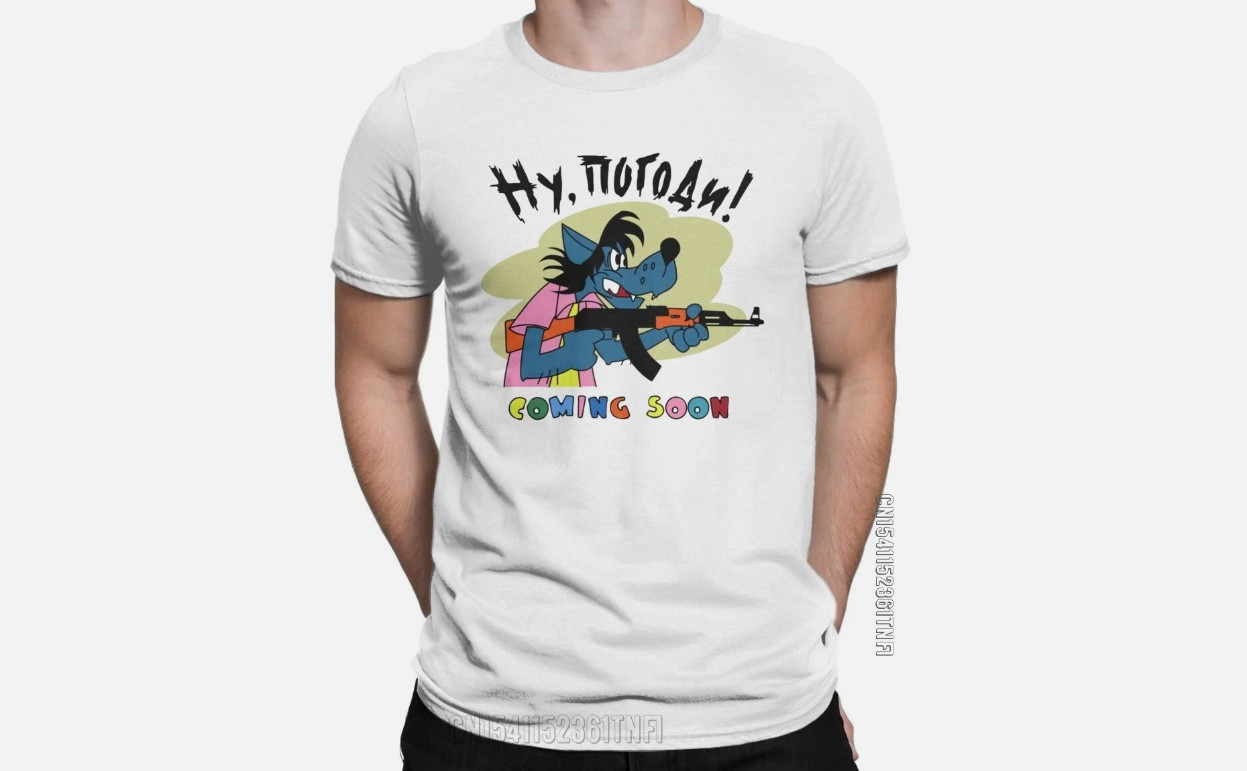 Nu Pogodi Russian Cartoon Wolf T-Shirts For Men Novelty Pure Cotton Tees O Neck