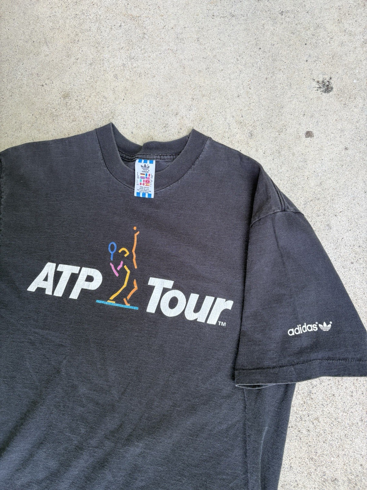 Vintage Adidas ATP Tennis Black Single Stitch Made In USA Shirt