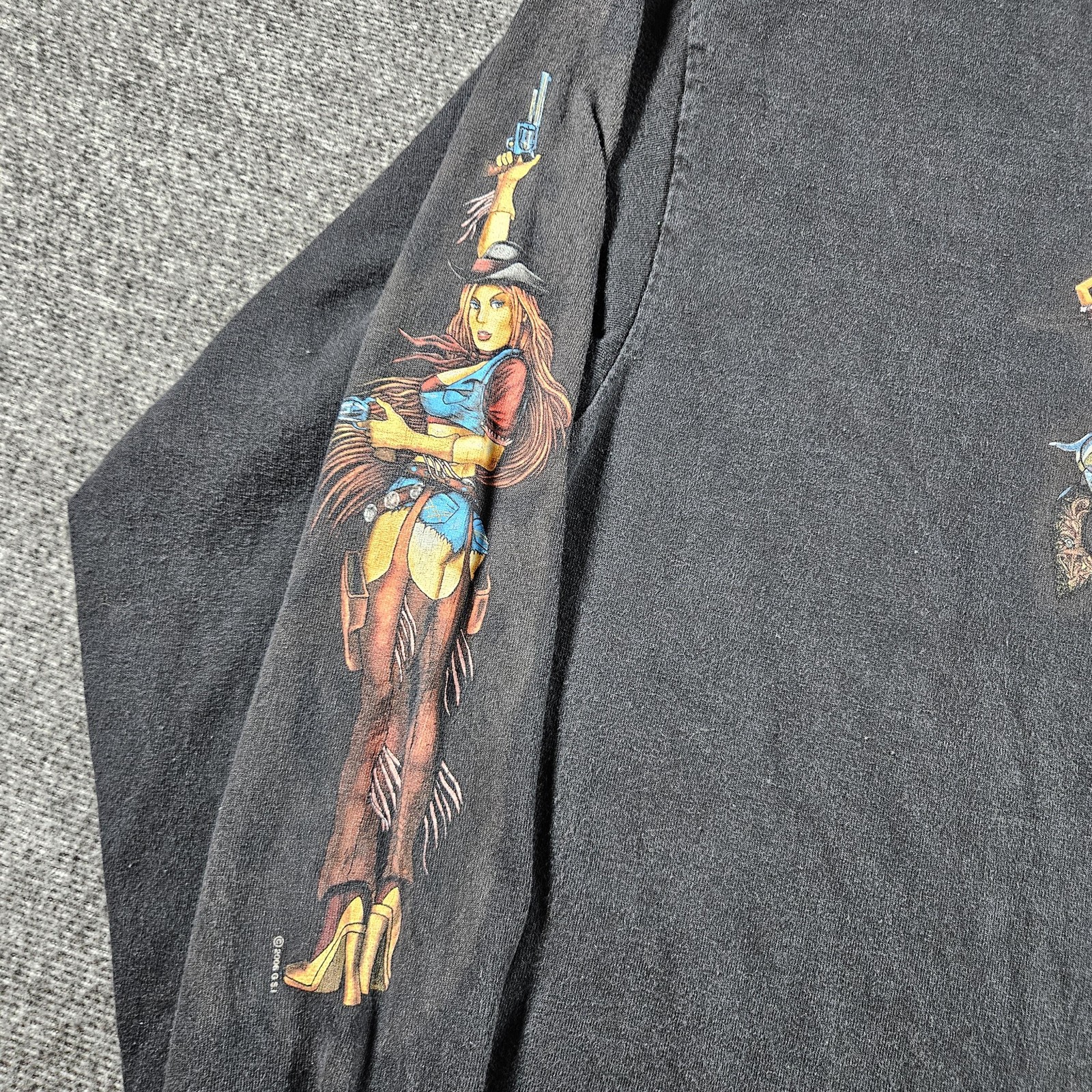 Rockys Motorcycle Parts Shirt Mens XL Black Long Sleeve Biker Cowgirl Graphic
