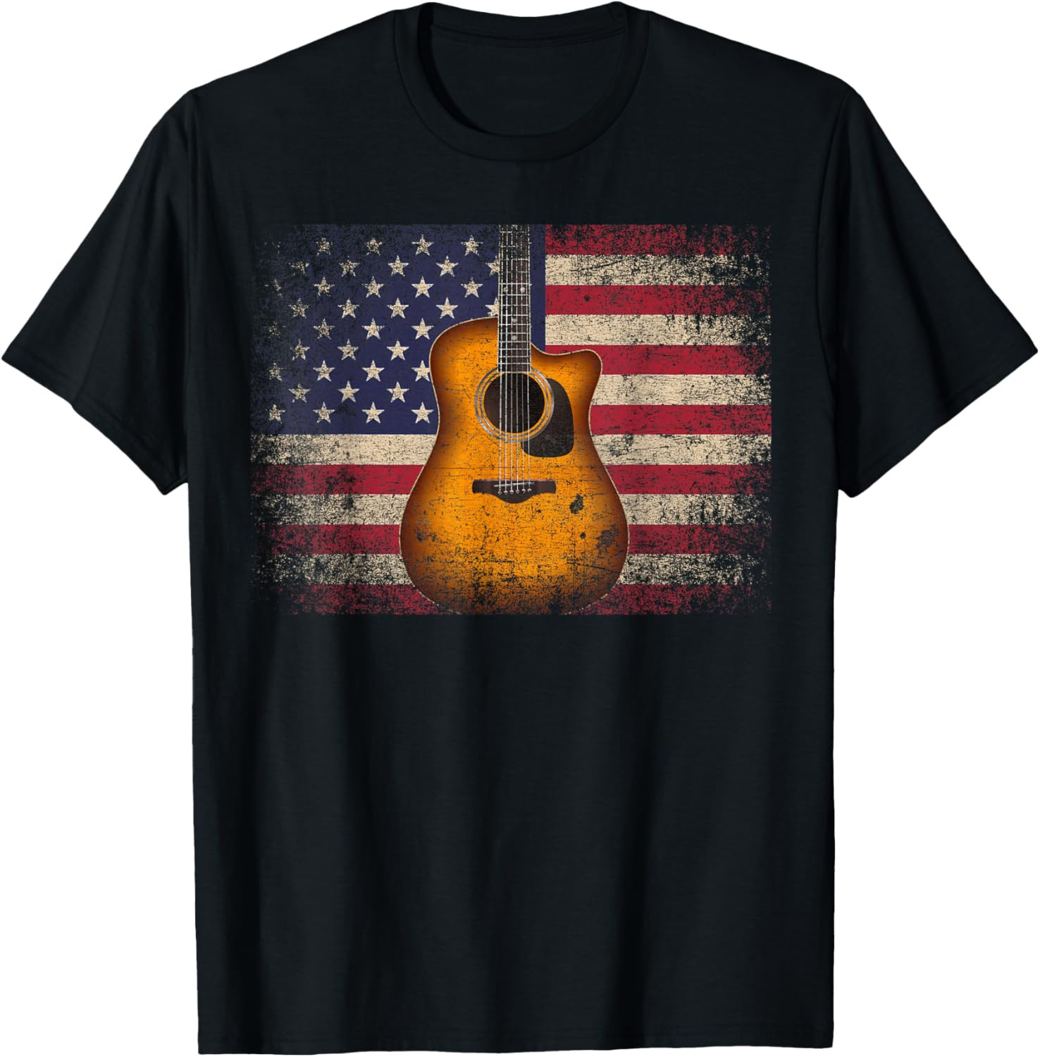 Guitar 4th of July Gift American Flag USA – Country Music T-Shirt Small T Shirt
