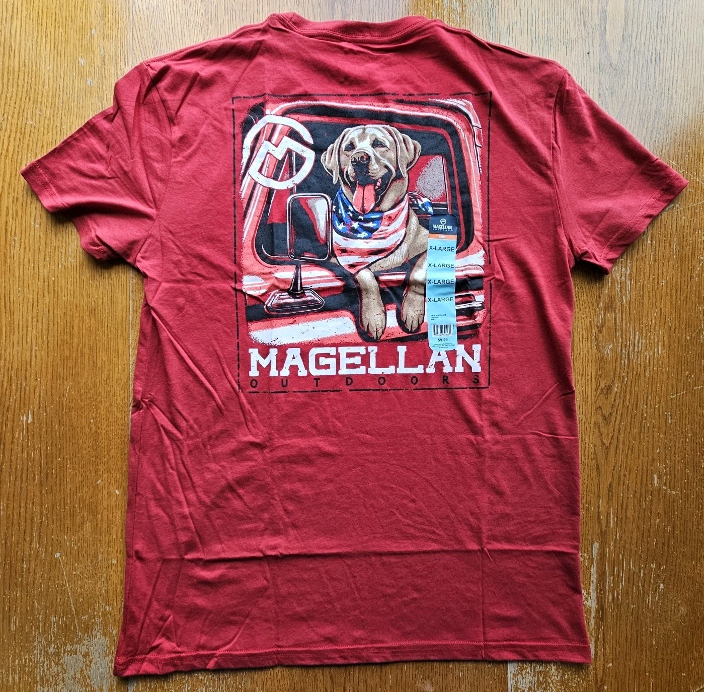 Magellan Outdoors Men’s Truck Window Lab Labrador T-shirtSize XL Red NEW NWT