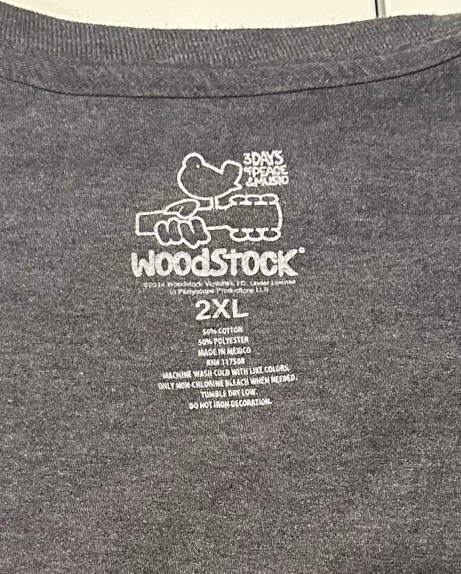 WOODSTOCK 3 DAYS OF PEACE LOVE MUSIC T SHIRT Retro 60’s Concert Hippie 2XXL