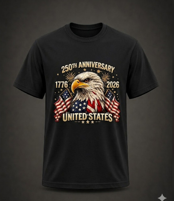 250 Years Anniversary USA T-Shirt 1776-2026 United States Eagle Cotton Tee Men