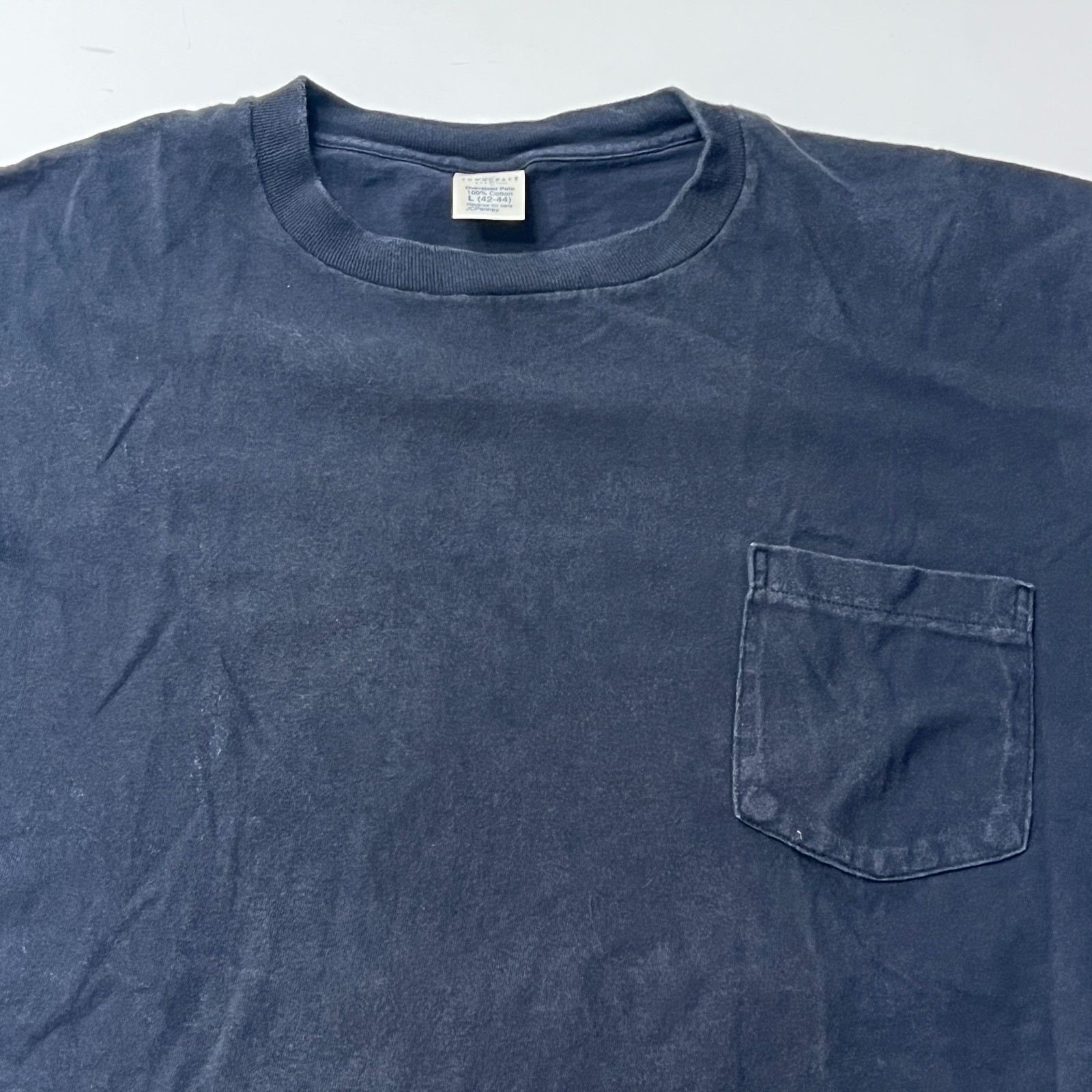 JC Penny T Shirt Pocket Short Sleeve Large VTG 80s Cotton BLACK Made in USA