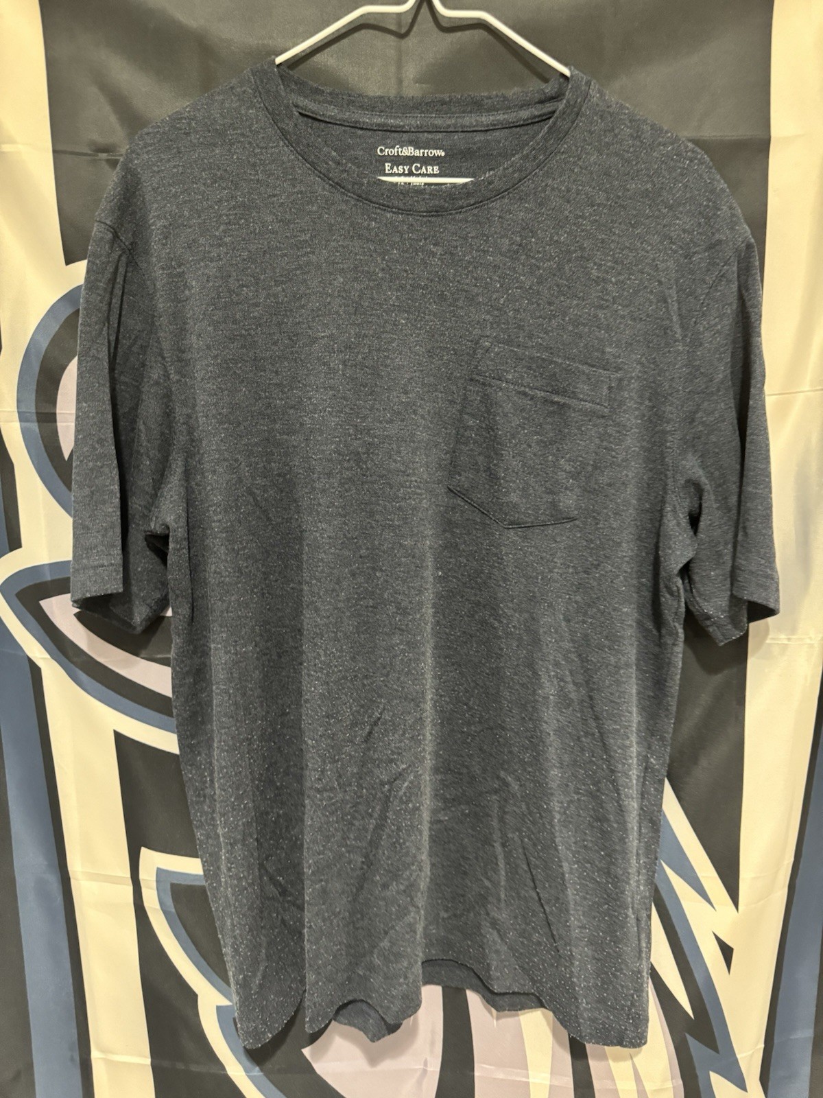Craft & Barrow T-Shirt Mens Medium Gray Easy Care Pocket